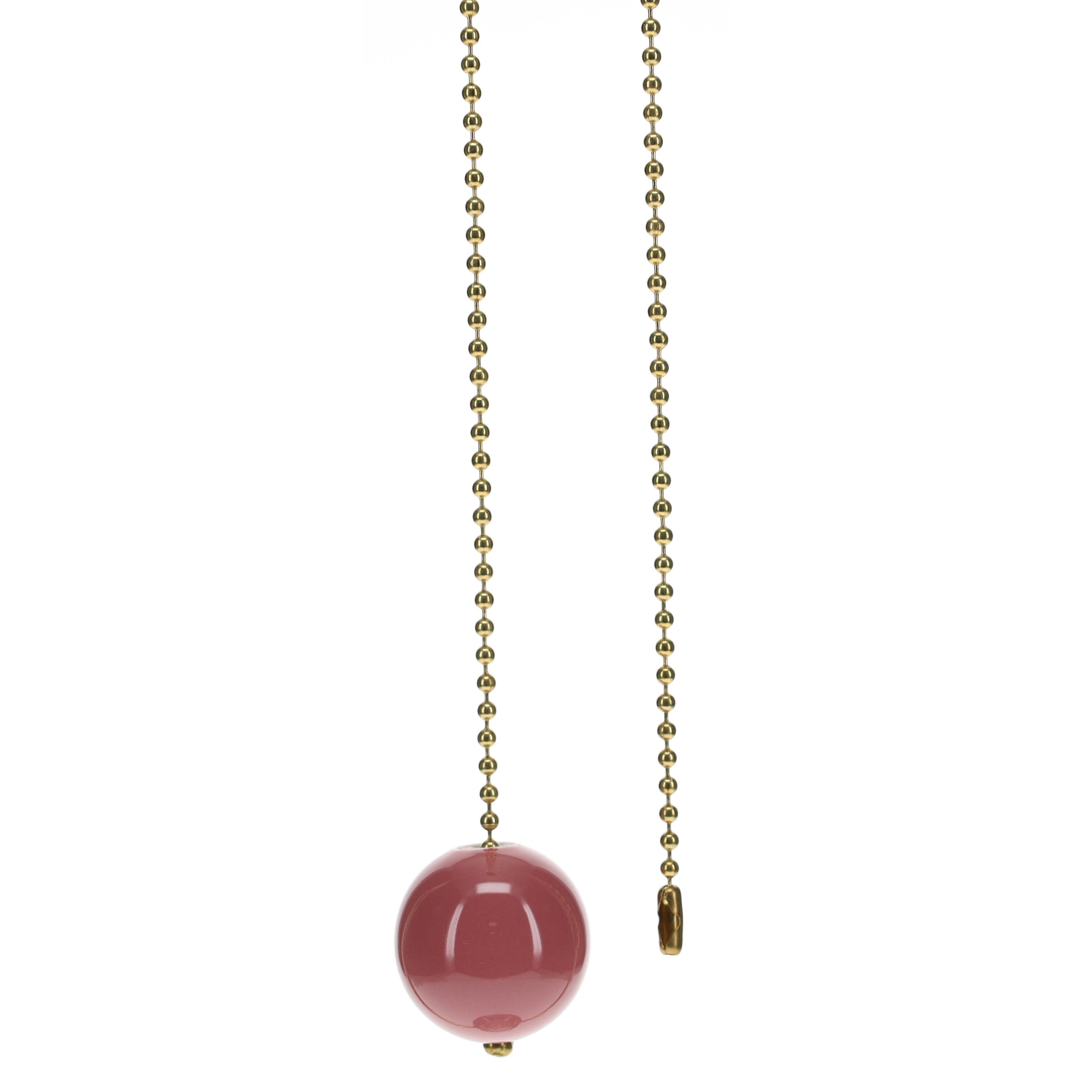 18" Length Brass Pull Chain Dark Pink Ceramic Ball Pendant (15008)