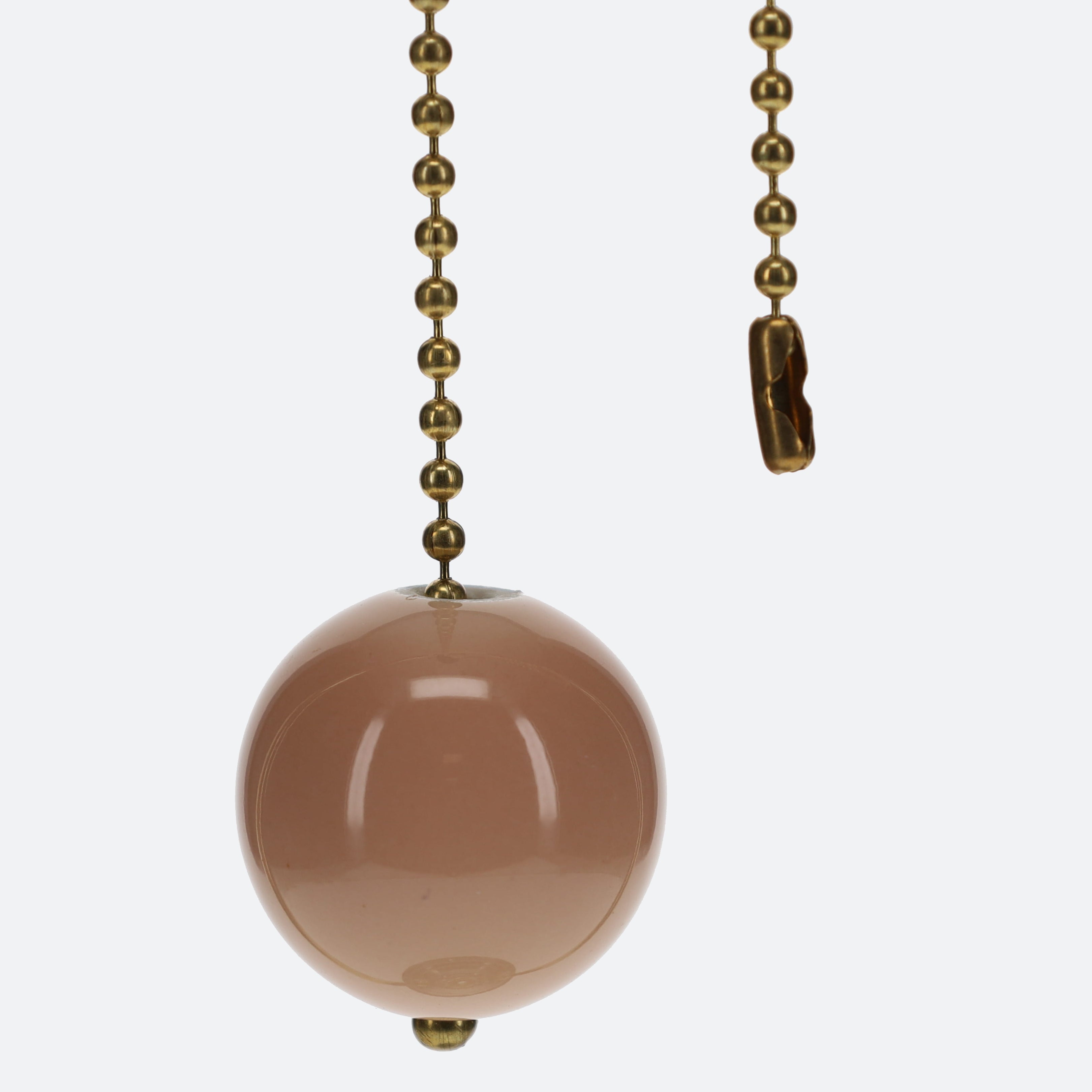 18" Length Brass Pull Chain Tan Ceramic Ball Pendant (15009)