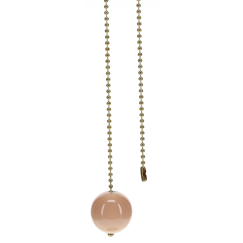 18" Length Brass Pull Chain Tan Ceramic Ball Pendant (15009)