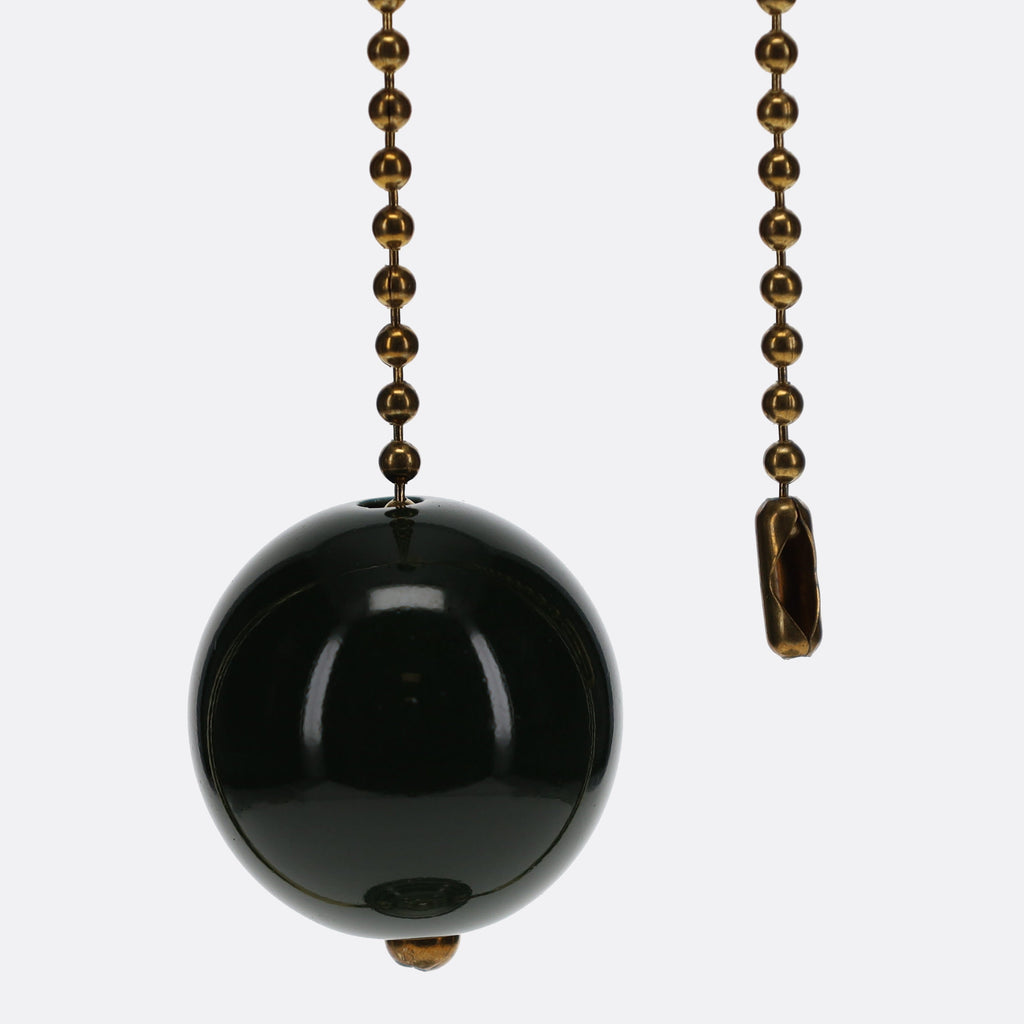 18" Length Brass Pull Chain Dark Green Ceramic Ball Pendant (15010)