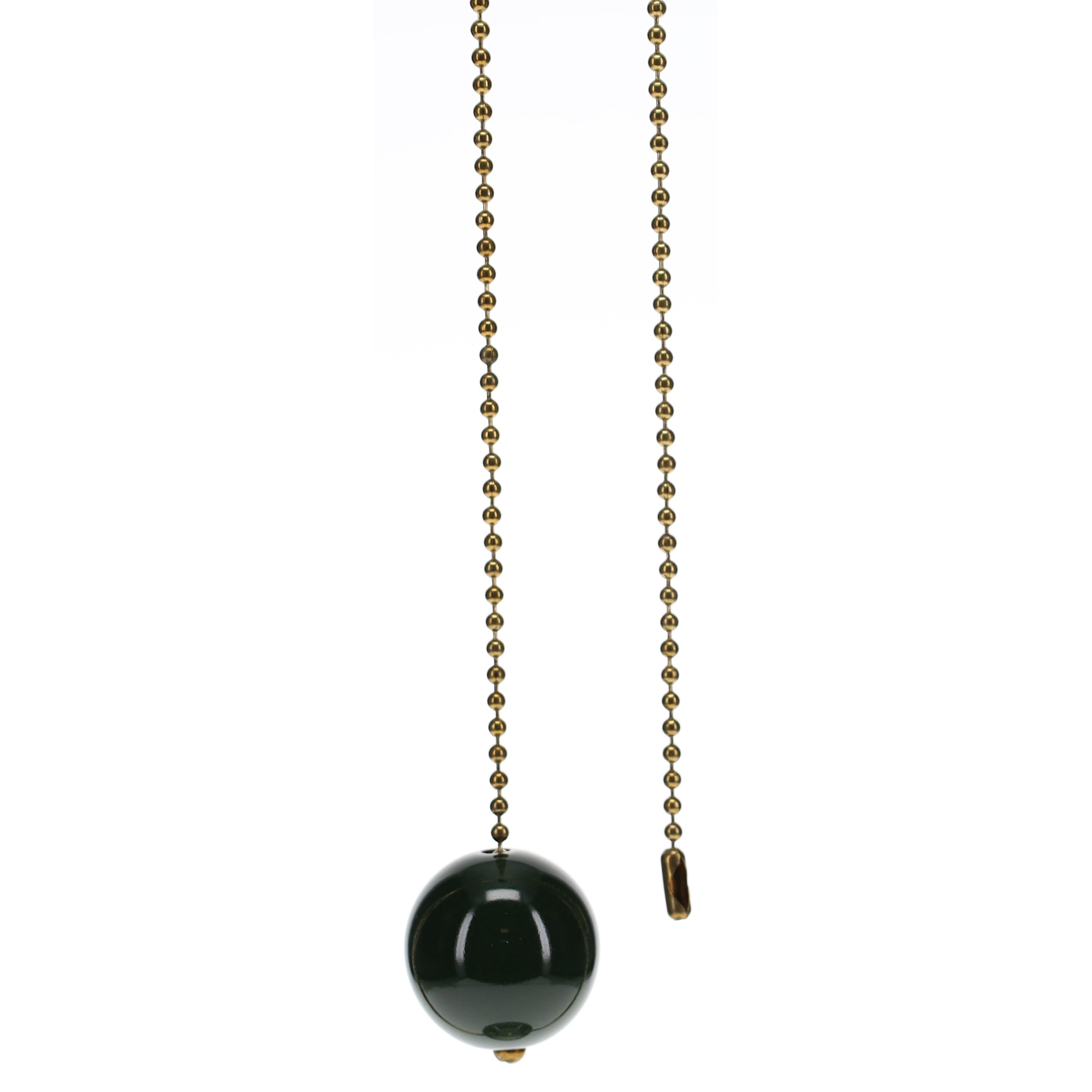 18" Length Brass Pull Chain Dark Green Ceramic Ball Pendant (15010)