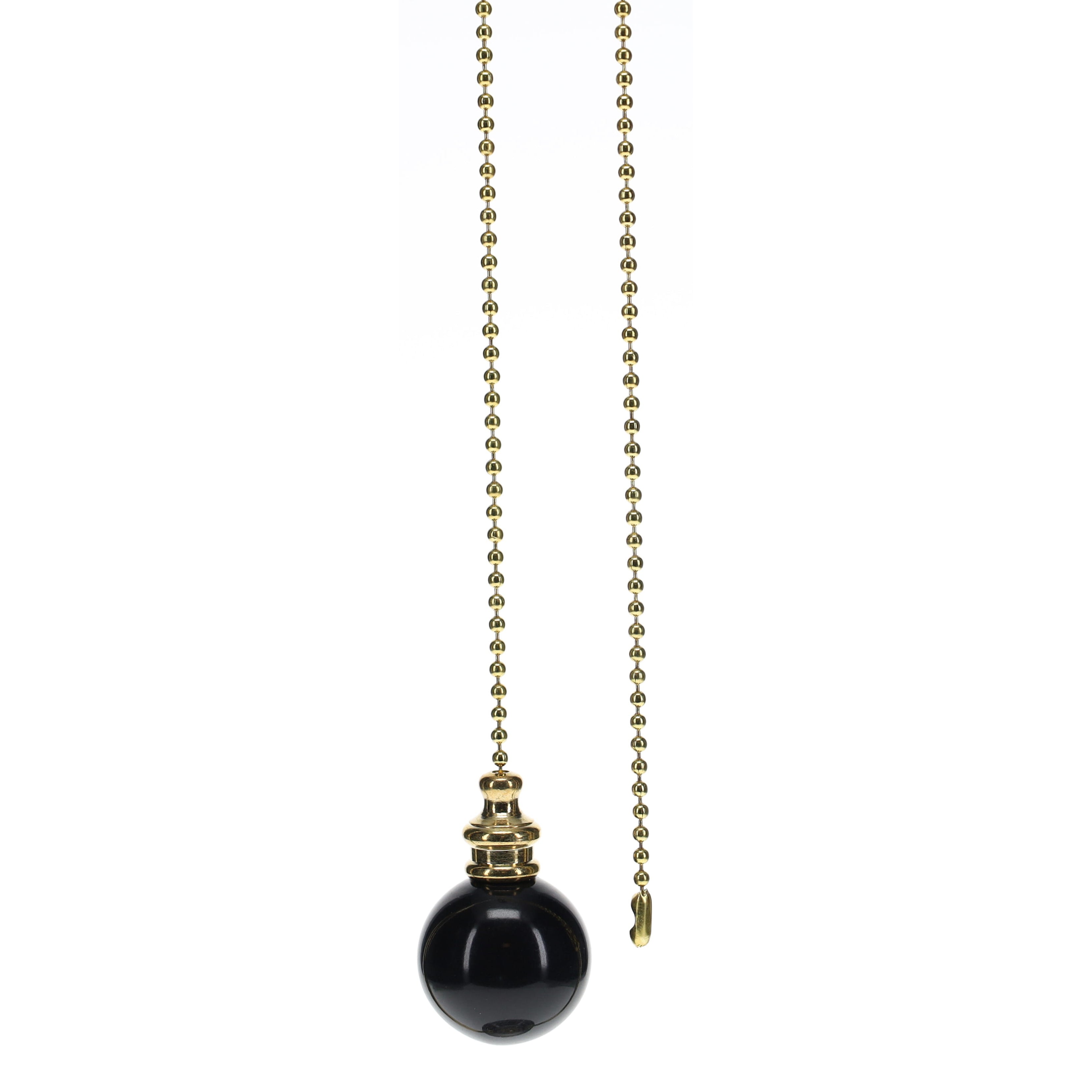 19" Length Brass Pull Chain Black Ceramic Ball Pendant (15011)