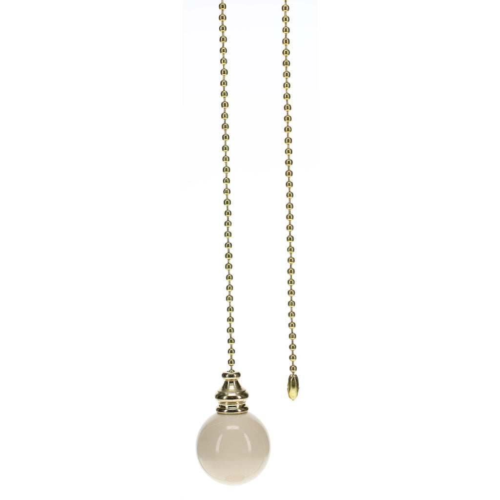 19" Length Brass Pull Chain Eggshell Ceramic Ball Pendant (15013)