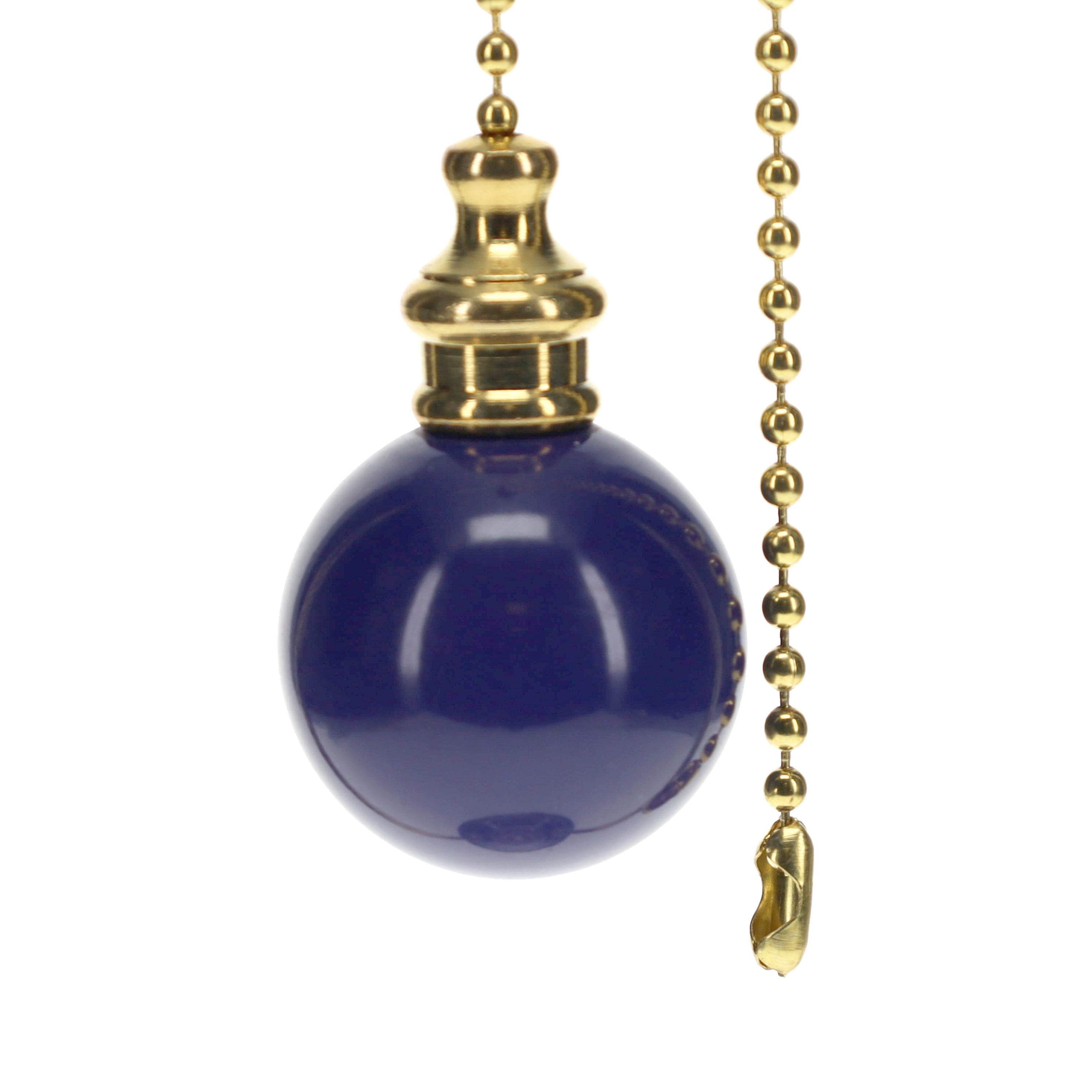19" Length Brass Pull Chain Purple Ceramic Ball Pendant (15014)