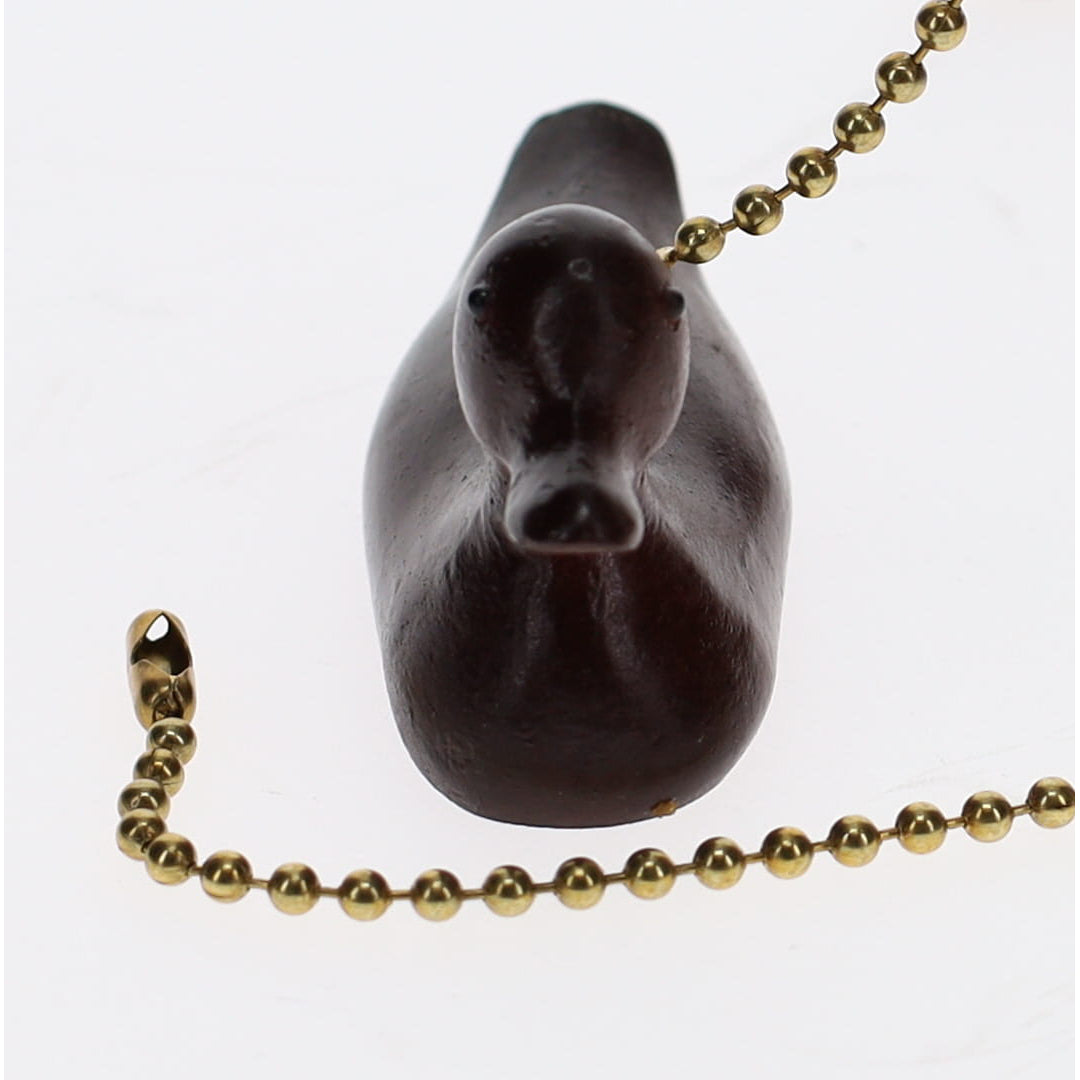 19-1/2" Length Brass Pull Chain Brown Duck Ceramic (15016)