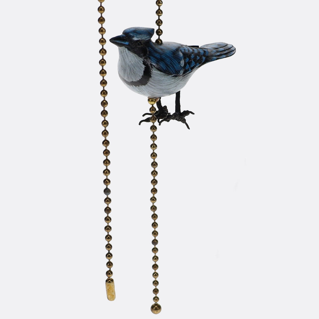 18" Length Brass Pull Chain Blue Jay Bird Ceramic (15019)