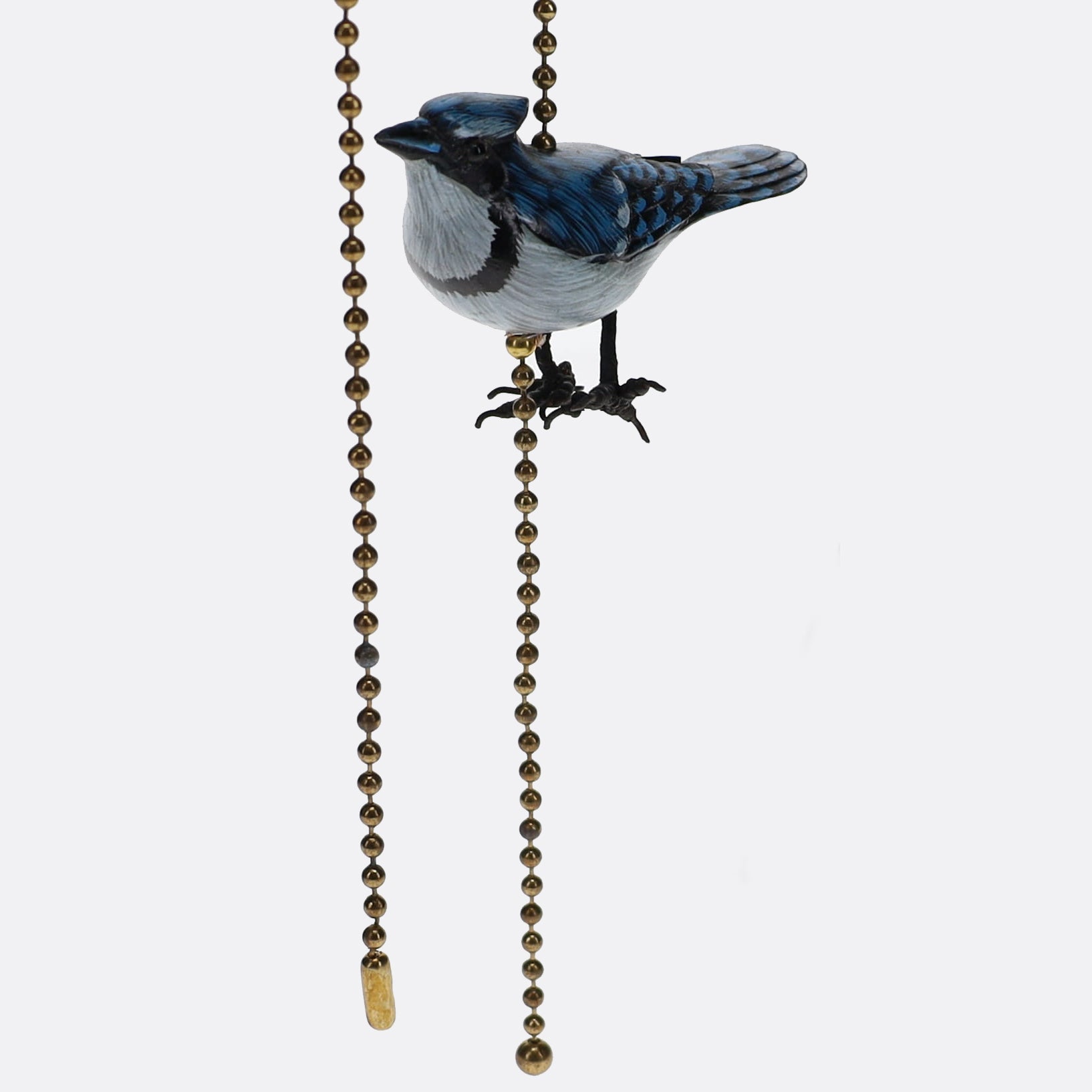18" Length Brass Pull Chain Blue Jay Bird Ceramic (15019)