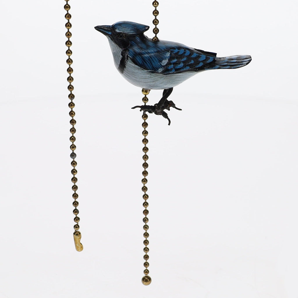 18" Length Brass Pull Chain Blue Jay Bird Ceramic (15019)
