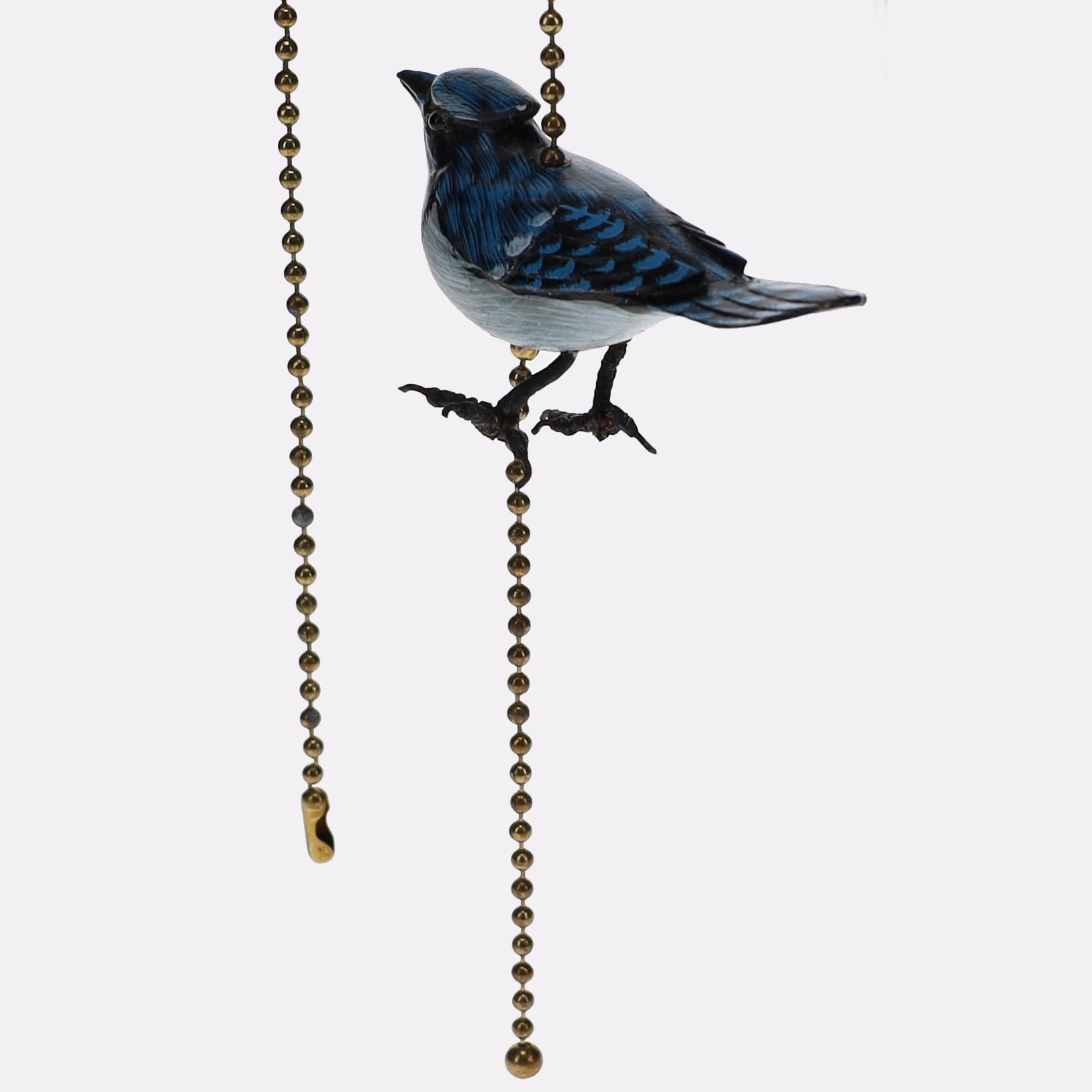 18" Length Brass Pull Chain Blue Jay Bird Ceramic (15019)
