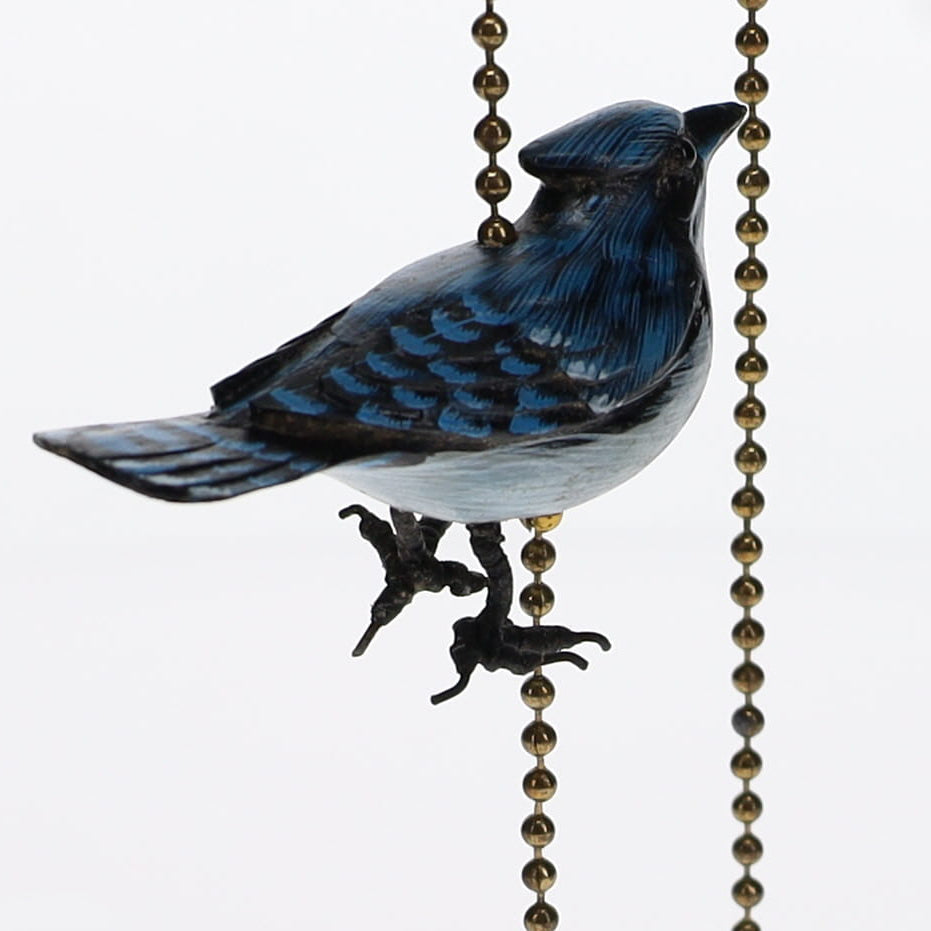 18" Length Brass Pull Chain Blue Jay Bird Ceramic (15019)