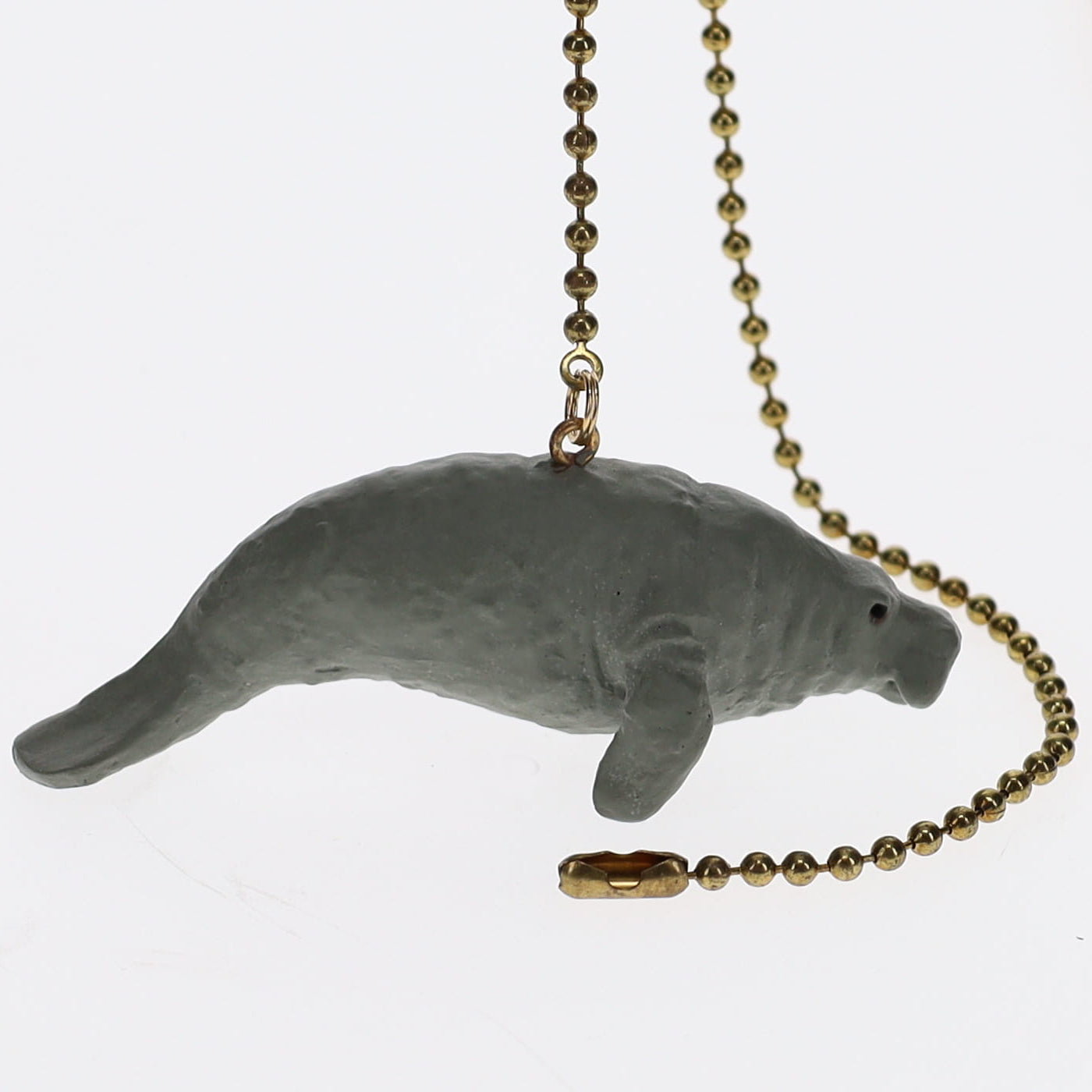 20" Length Brass Pull Chain Grey Ceramic Manatee (15022)