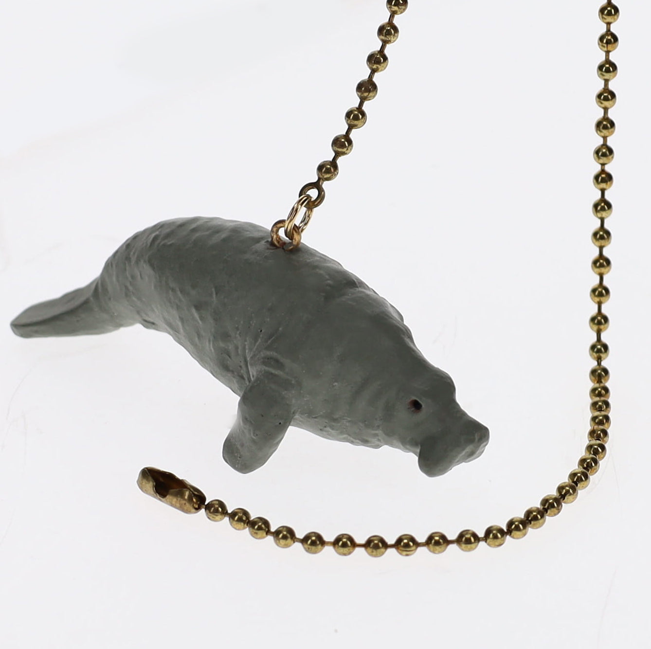 20" Length Brass Pull Chain Grey Ceramic Manatee (15022)