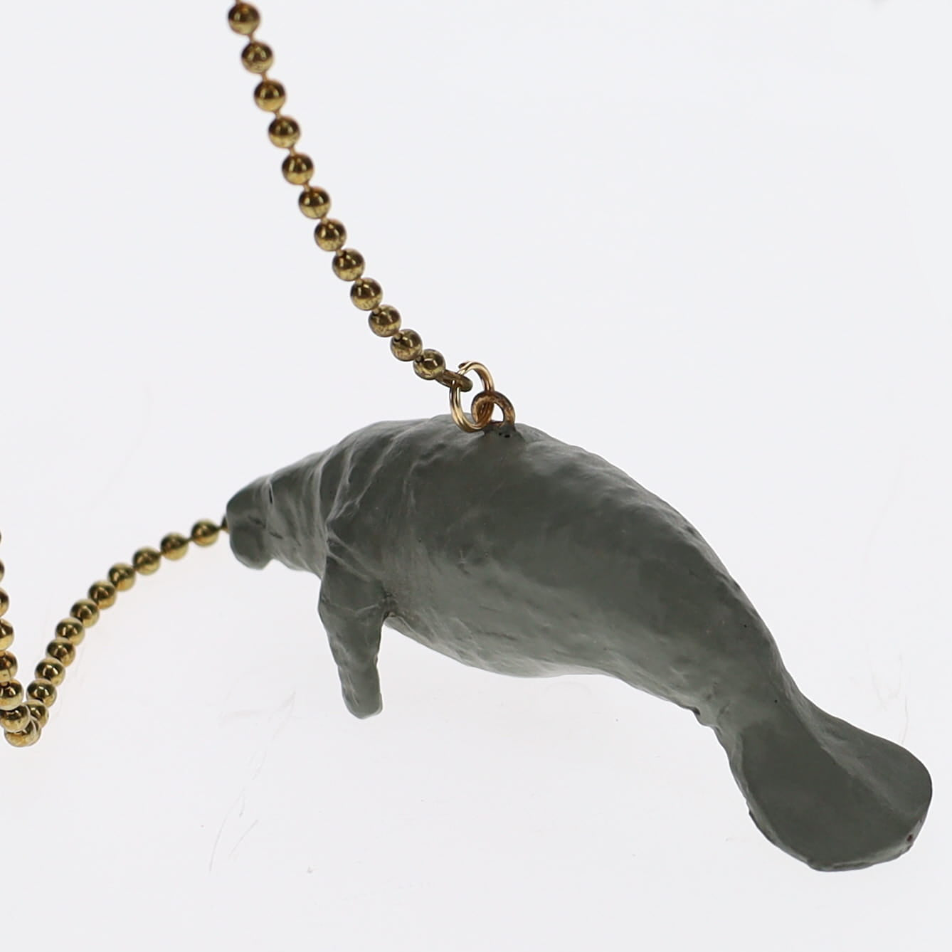 20" Length Brass Pull Chain Grey Ceramic Manatee (15022)