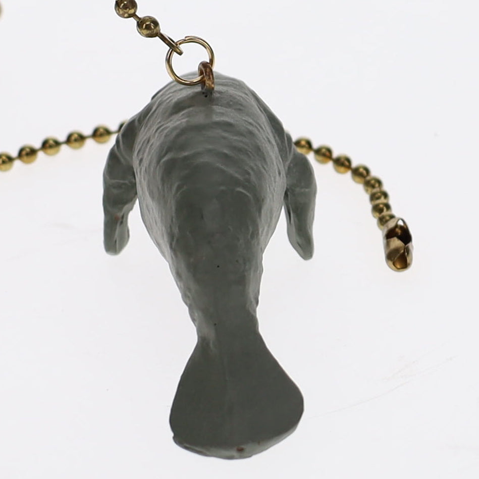 20" Length Brass Pull Chain Grey Ceramic Manatee (15022)
