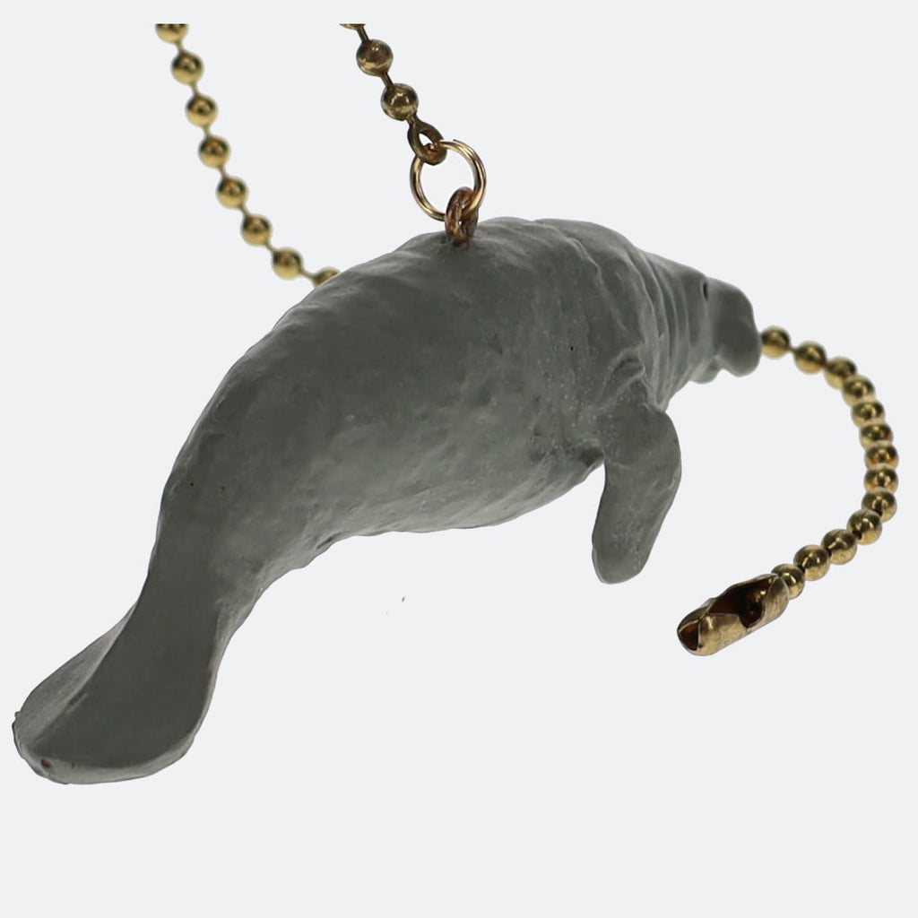 20" Length Brass Pull Chain Grey Ceramic Manatee (15022)