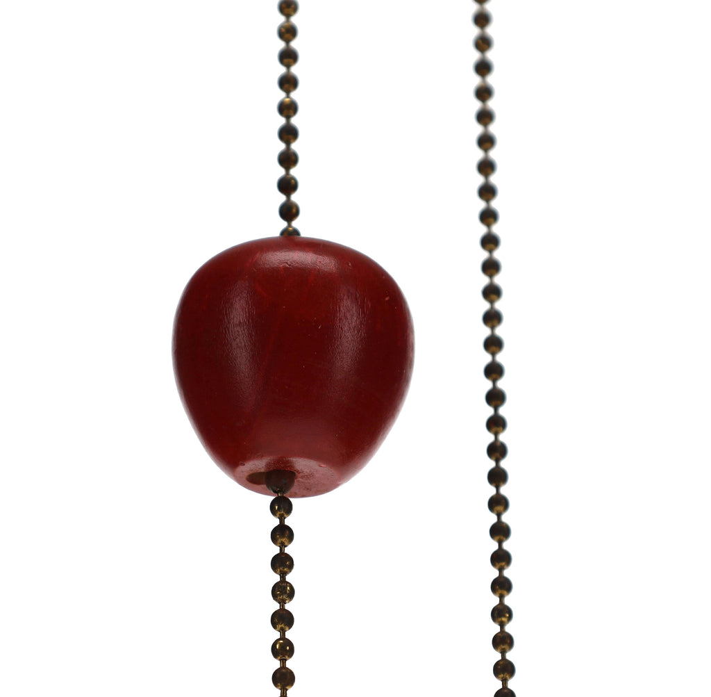18" Length Brass Plated Pull Chain Red Apple (15026)