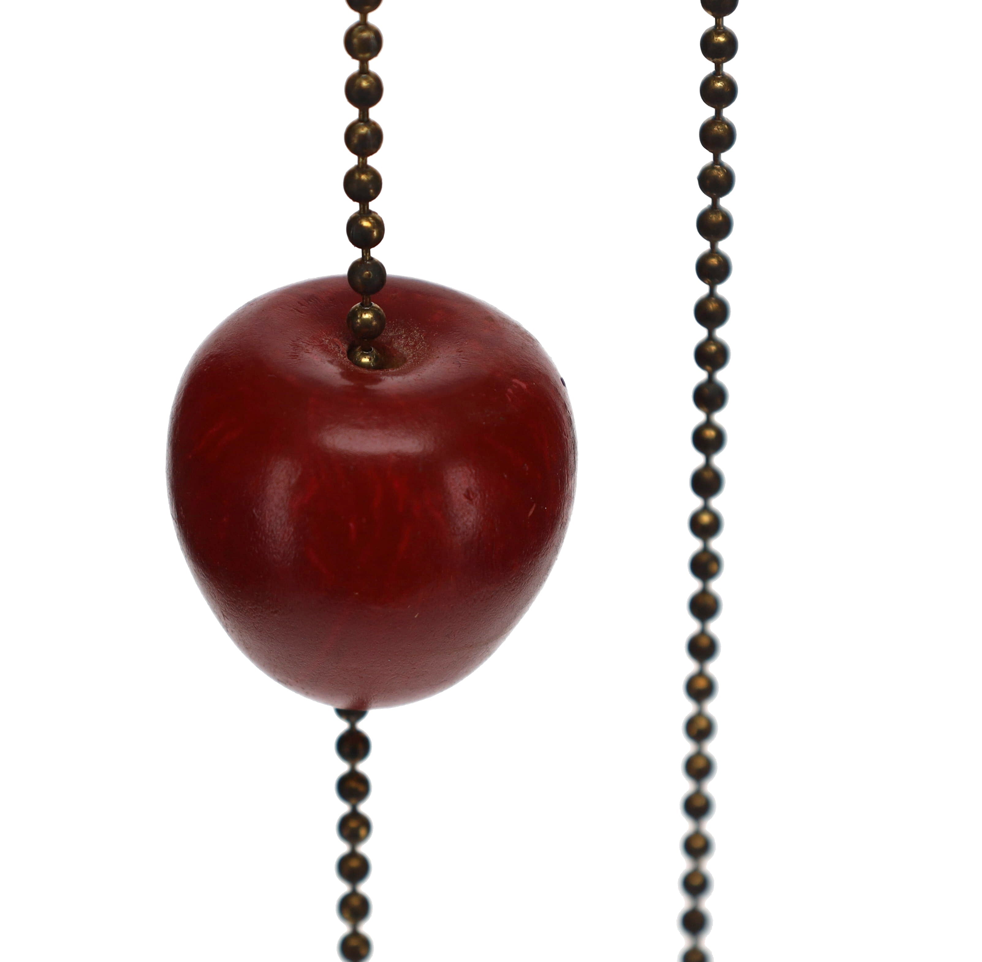 18" Length Brass Plated Pull Chain Red Apple (15026)