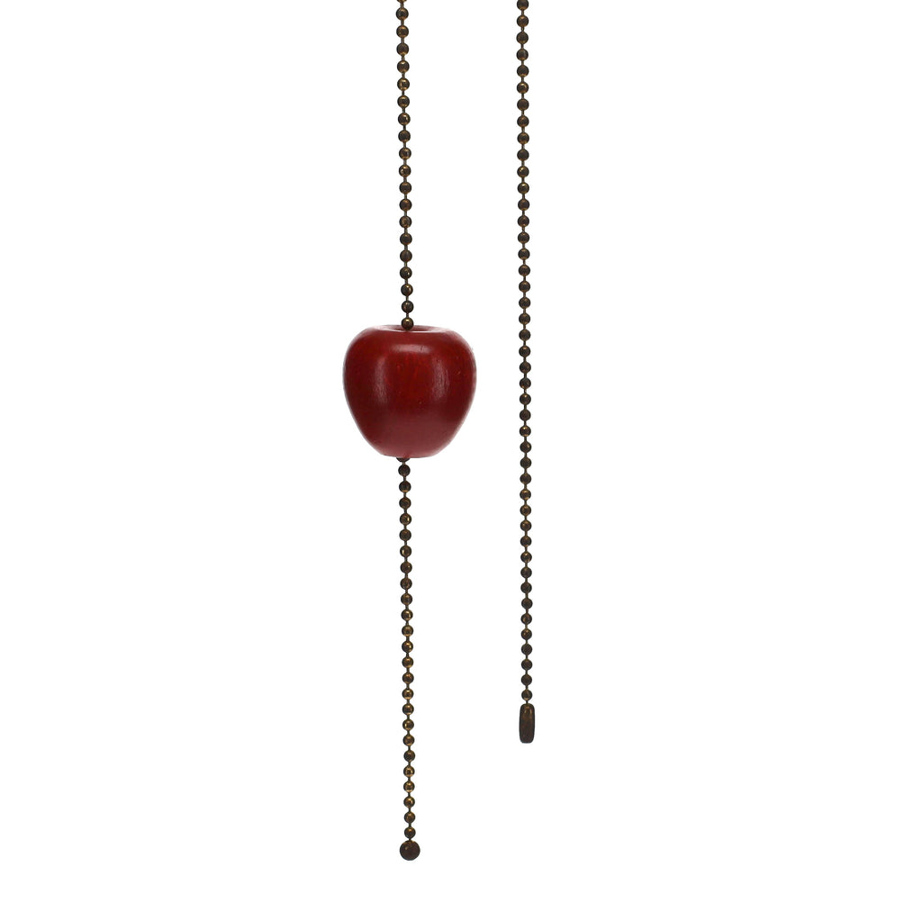 18" Length Brass Plated Pull Chain Red Apple (15026)
