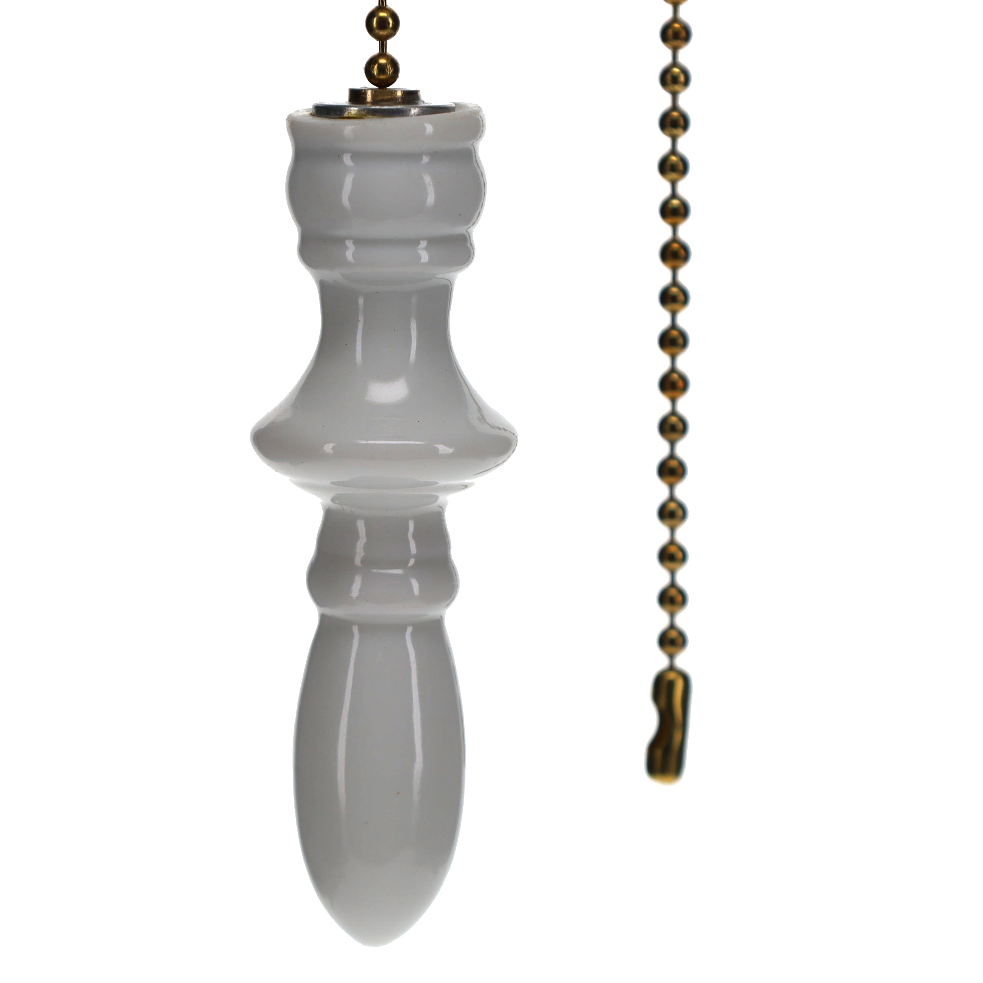 21" Length Brass Pull Chain White Chess Bishop (15027)
