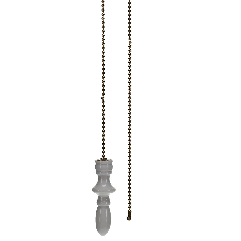 21" Length Brass Pull Chain White Chess Bishop (15027)