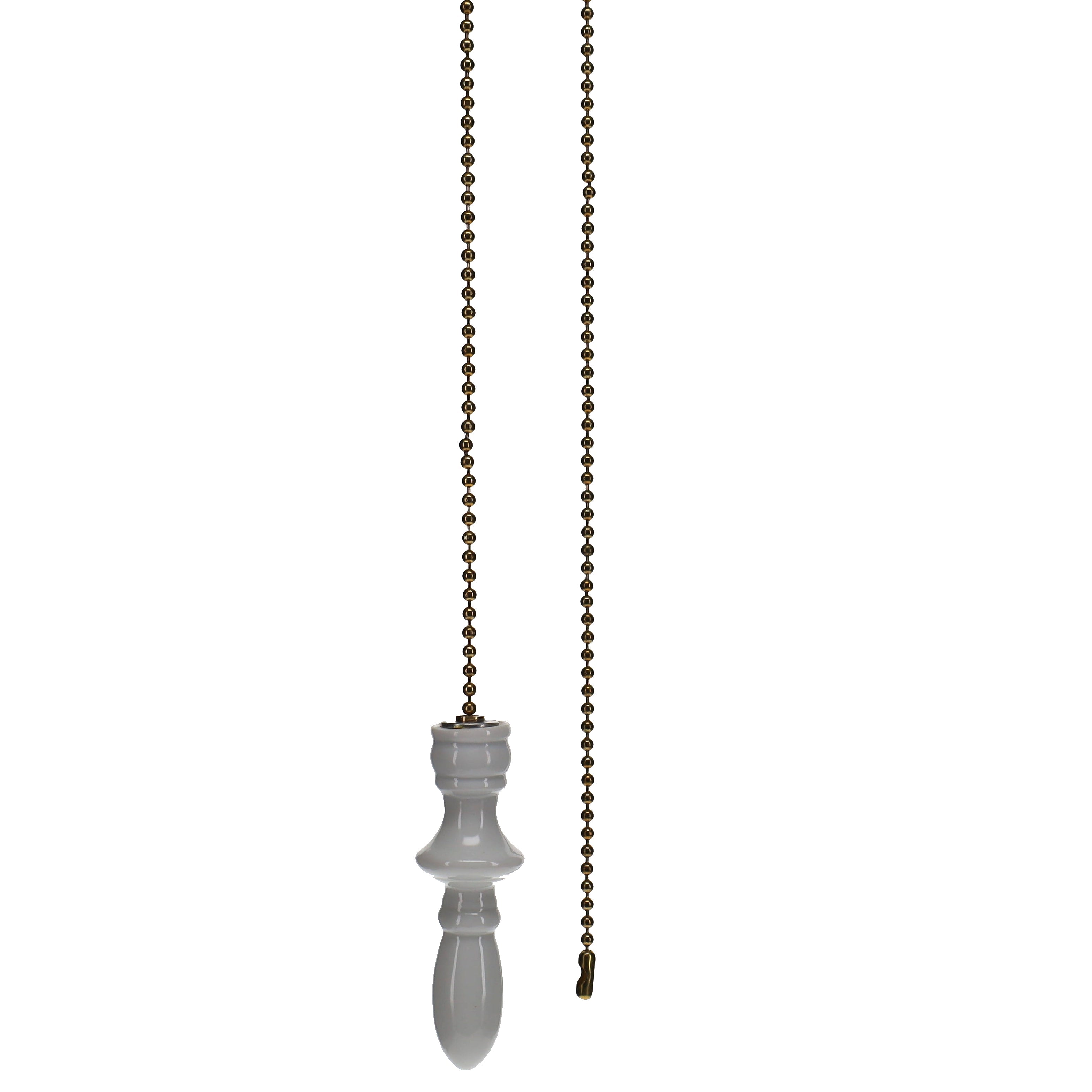 21" Length Brass Pull Chain White Chess Bishop (15027)