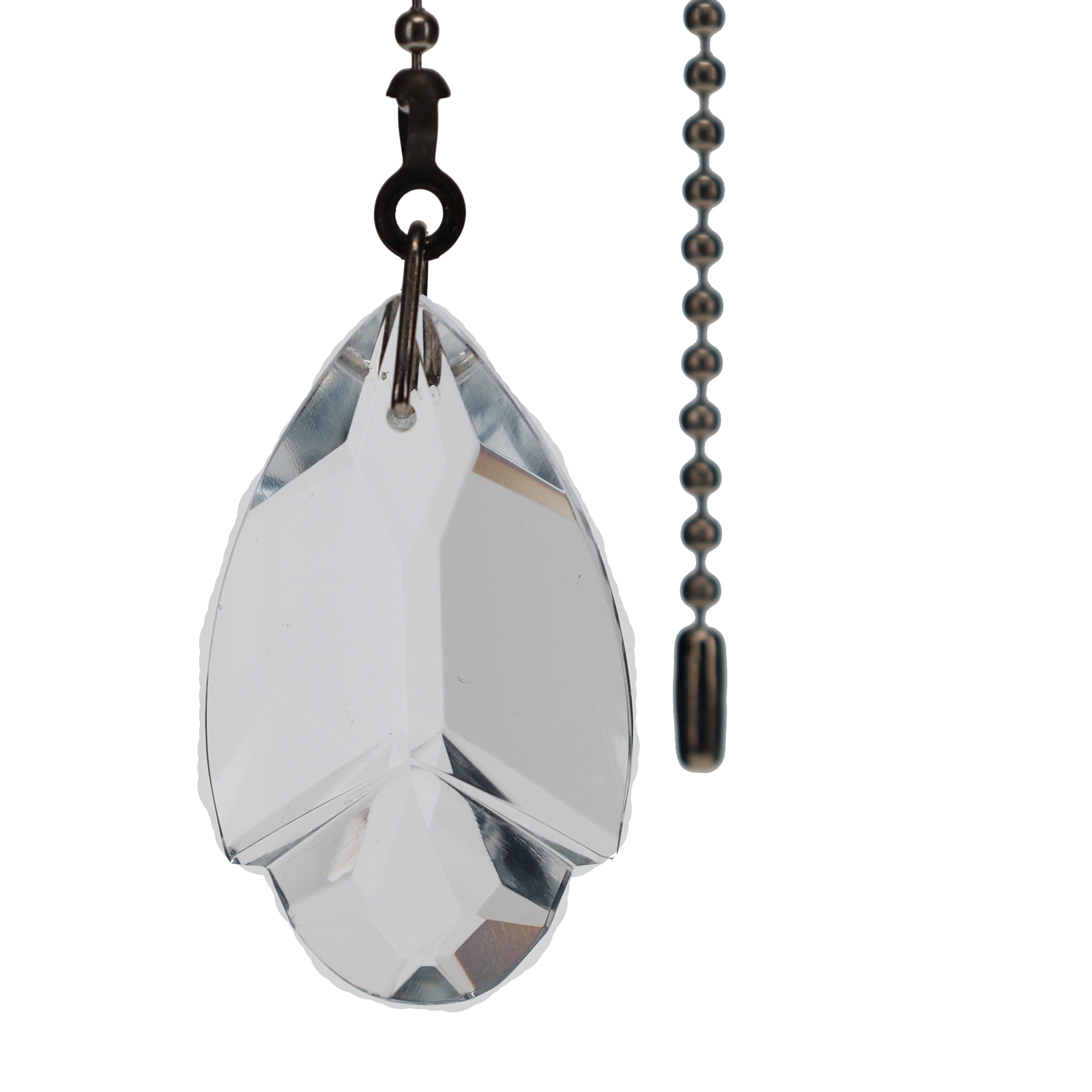 21" Length Nickel Pull Chain Clear Glass Teardrop Pendant (15032)