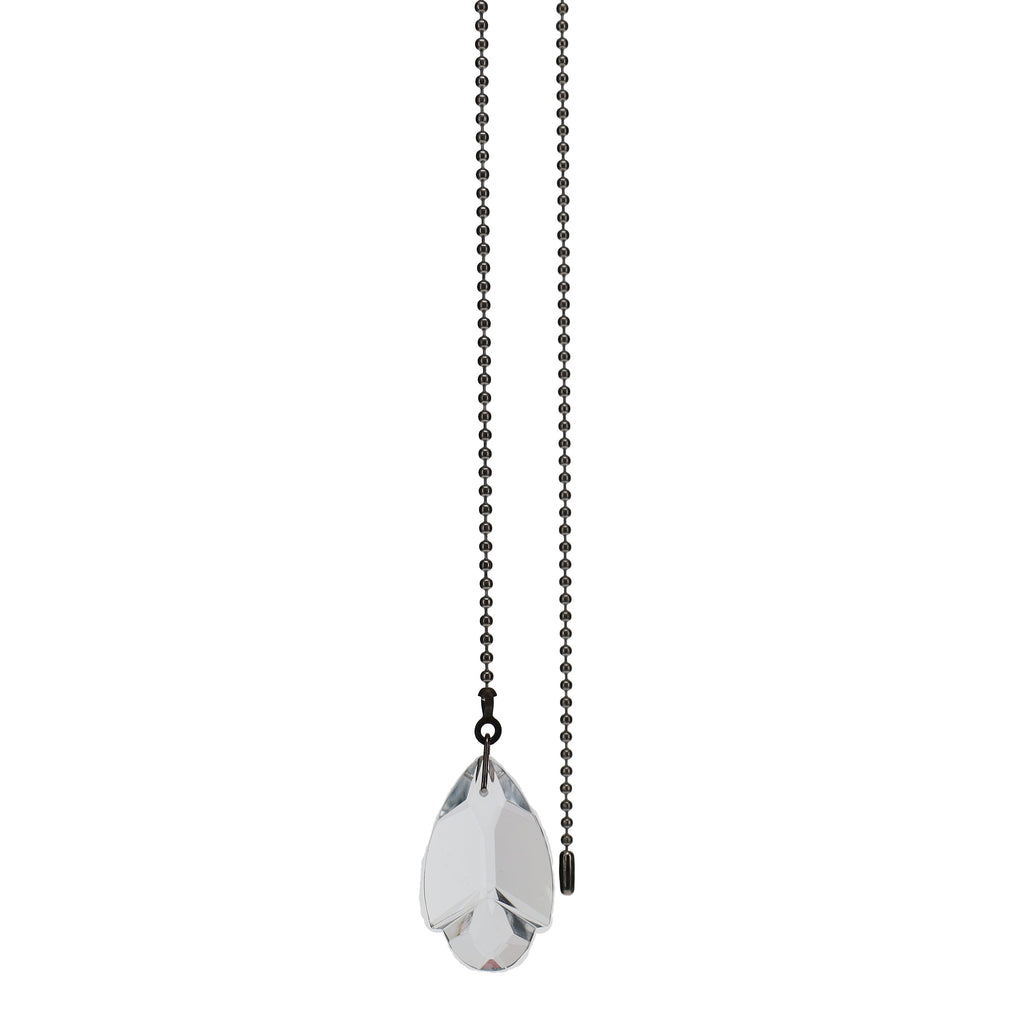 21" Length Nickel Pull Chain Clear Glass Teardrop Pendant (15032)