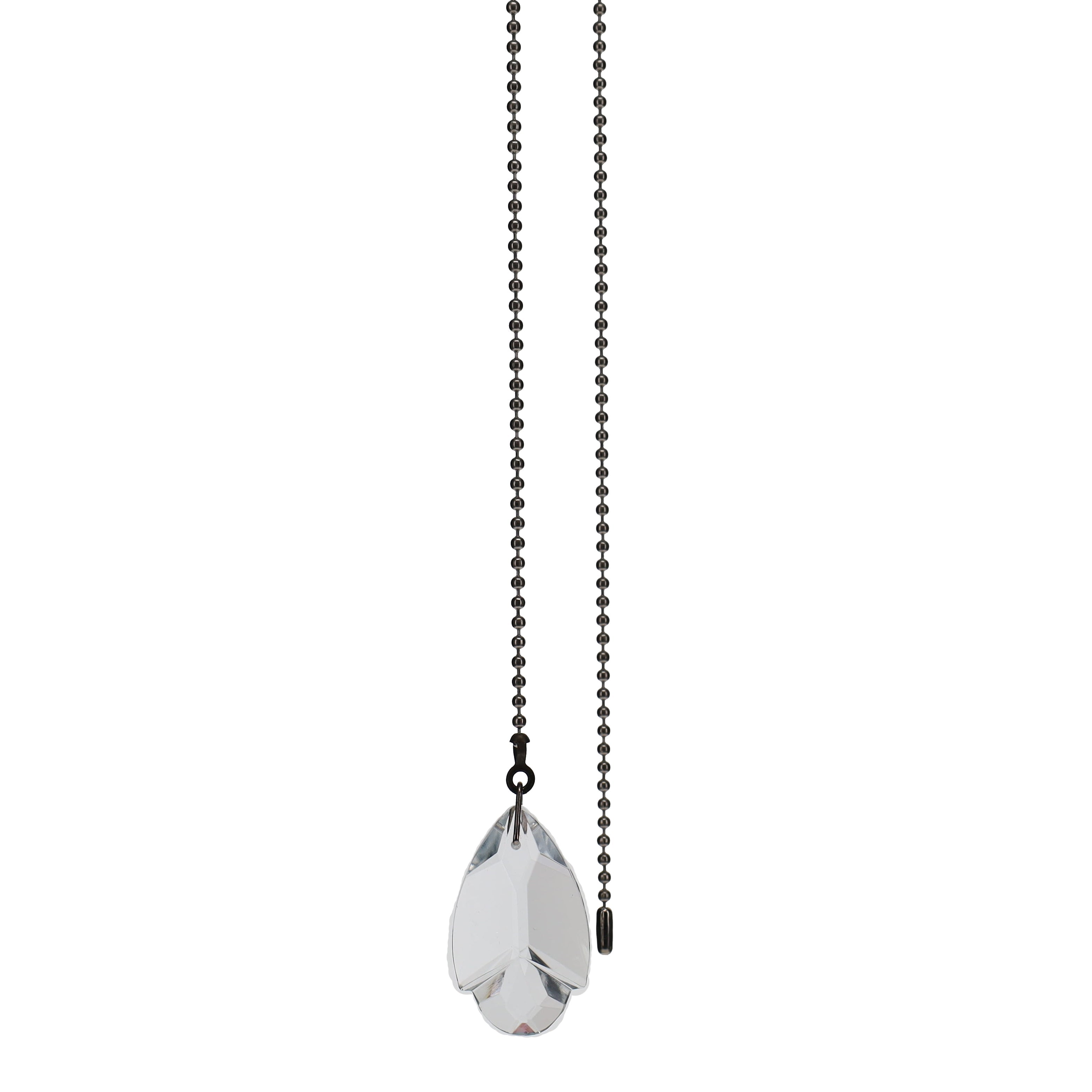 21" Length Nickel Pull Chain Clear Glass Teardrop Pendant (15032)
