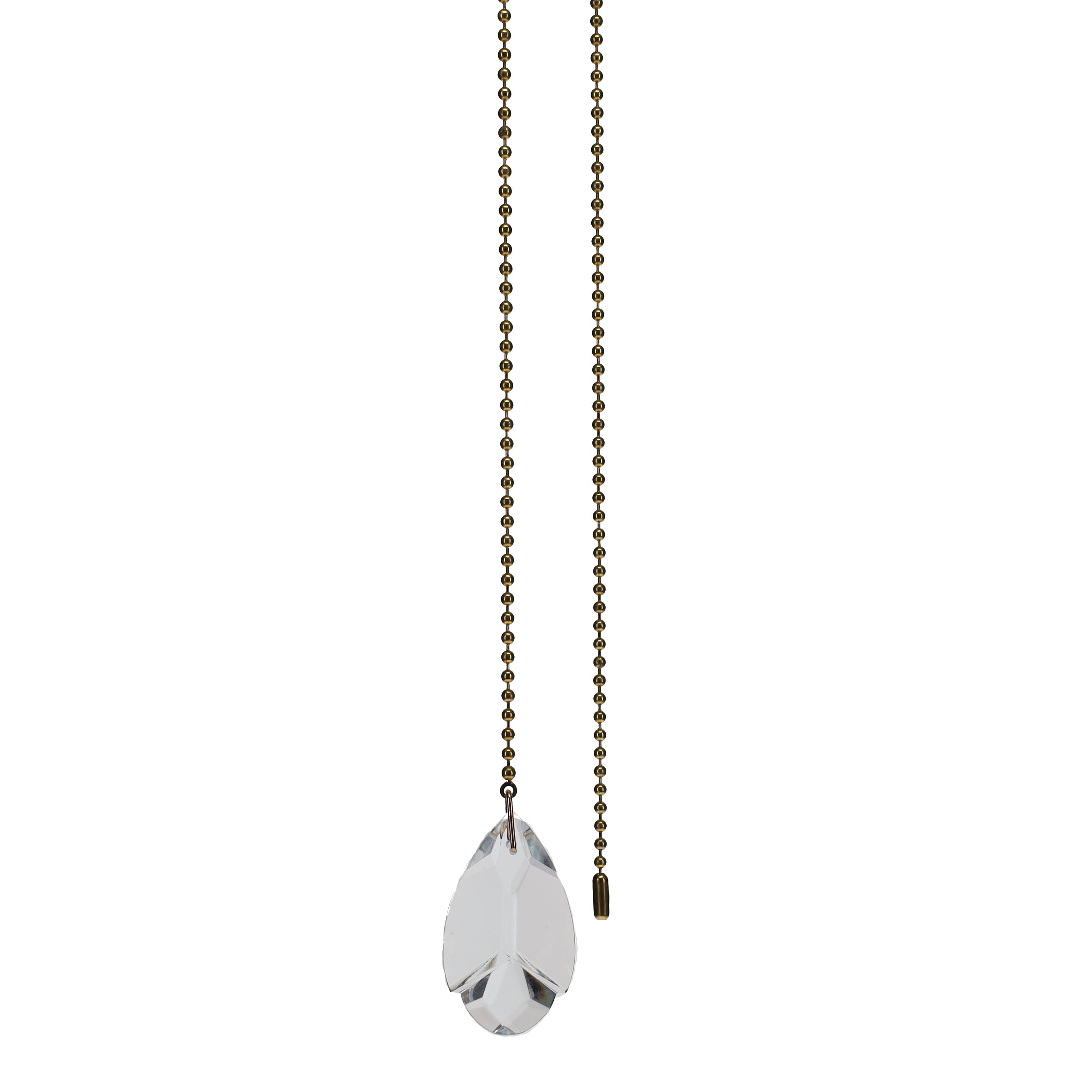 21" Length Brass Pull Chain Clear Glass Teardrop Pendant (15033)