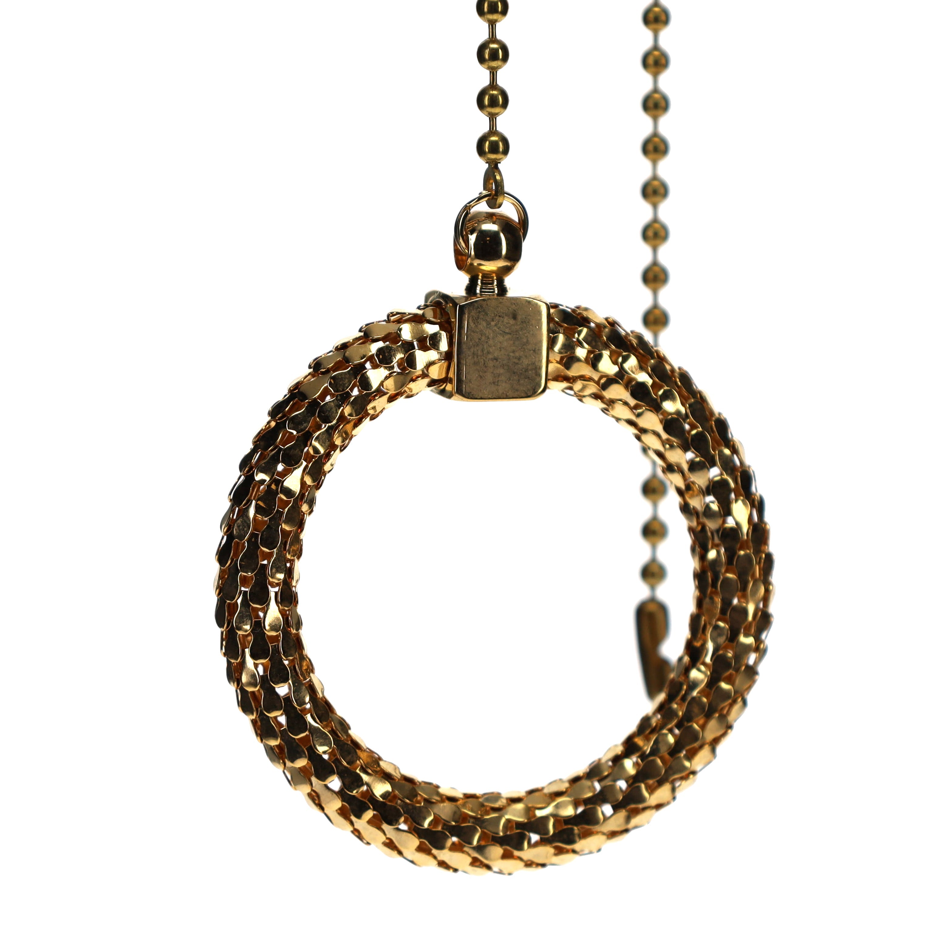 21" Length Brass Pull Chain Christmas Wreath Pendant (15036)