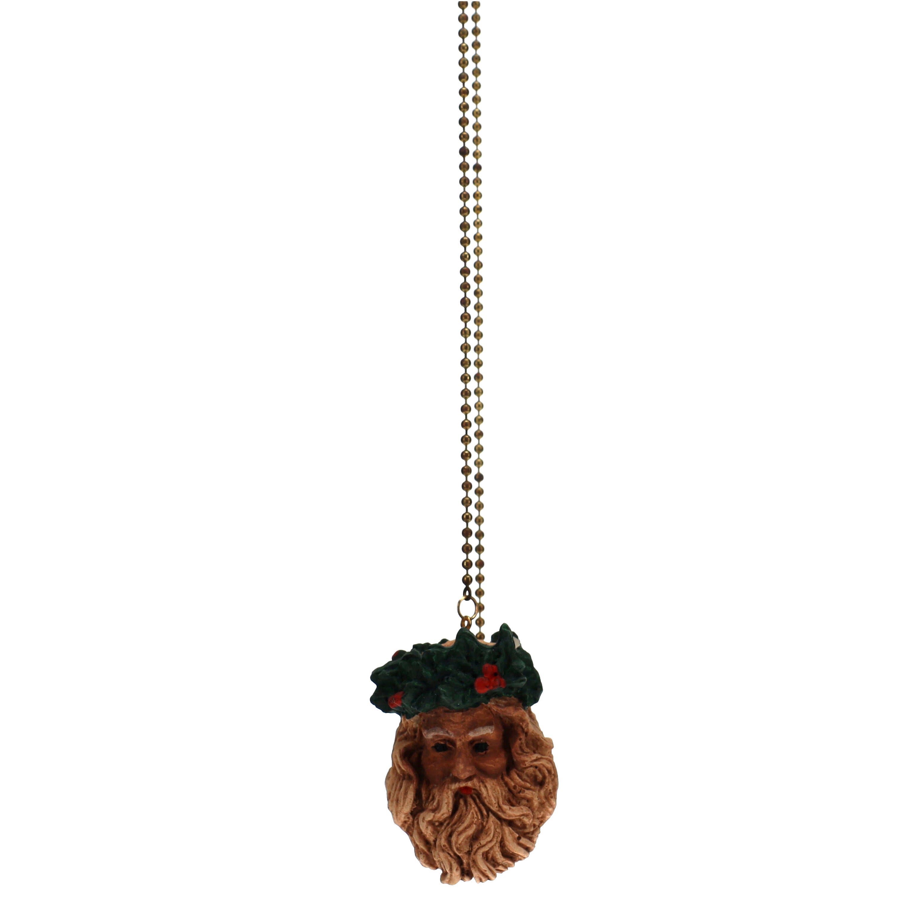 21" Length Brass Pull Chain Christmas Santa Claus Head (15041)
