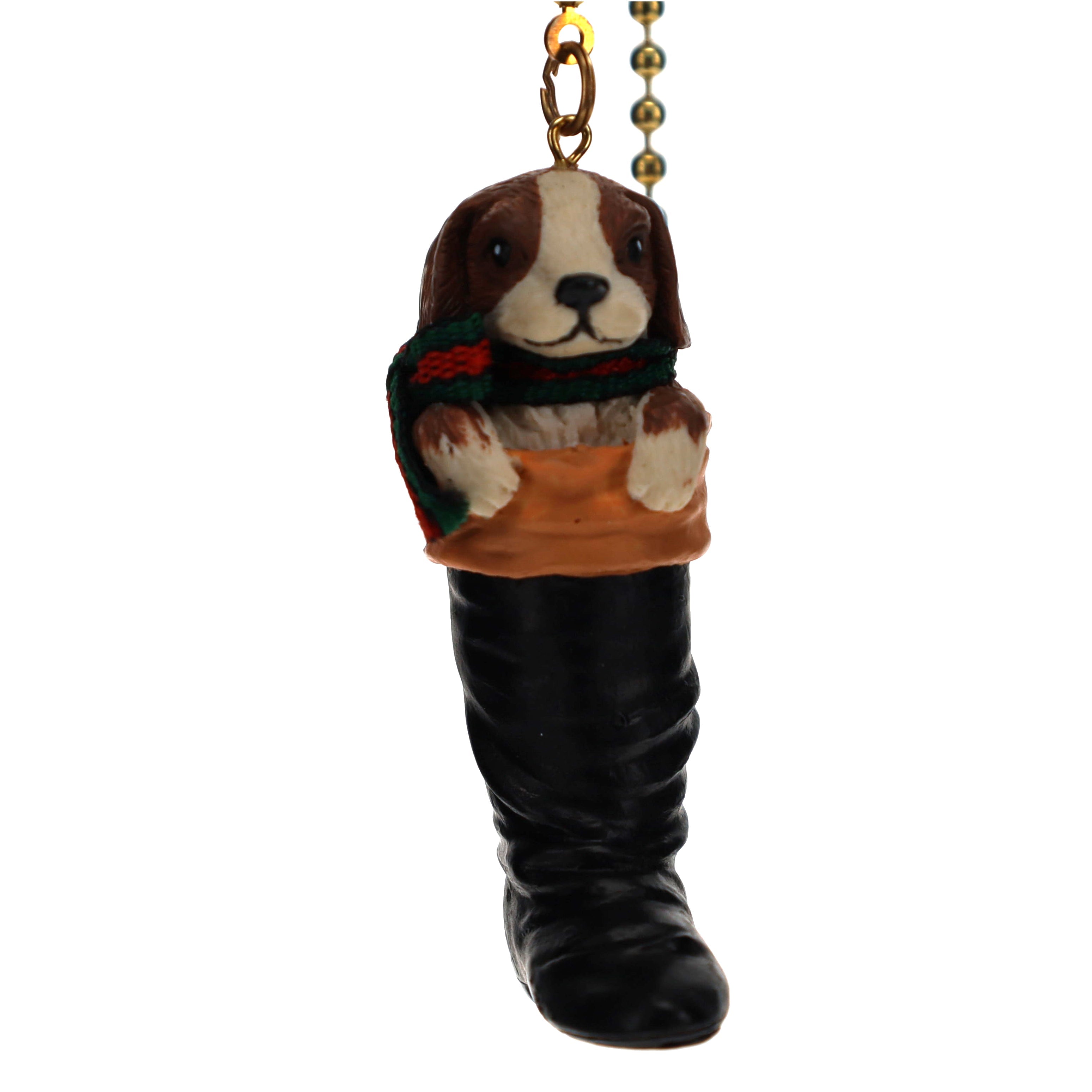 21-1/2" Length Brass Pull Chain Christmas Puppy Boot (15043)