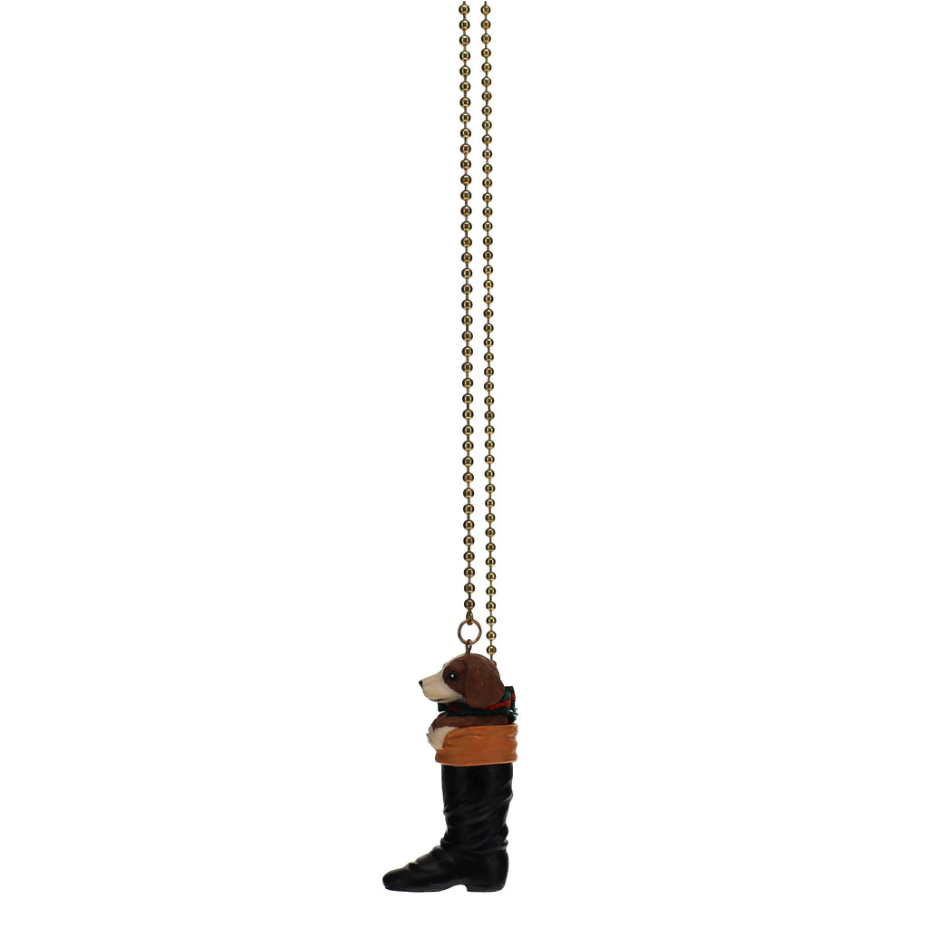 21-1/2" Length Brass Pull Chain Christmas Puppy Boot (15043)