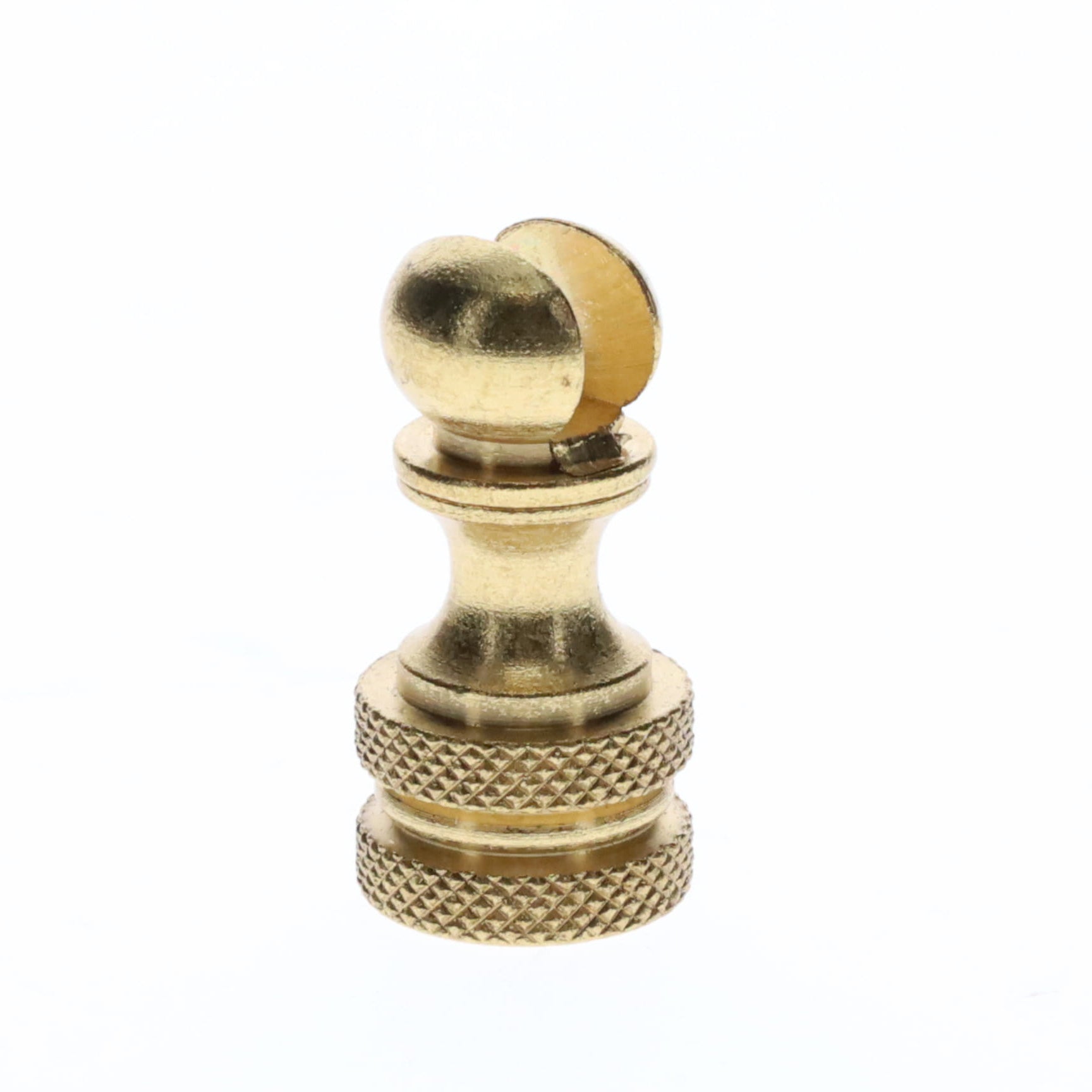 1.2" Tall Brass Finial Base, Cutout Opening, Unfinished, 1/4-27F Tap (15098)