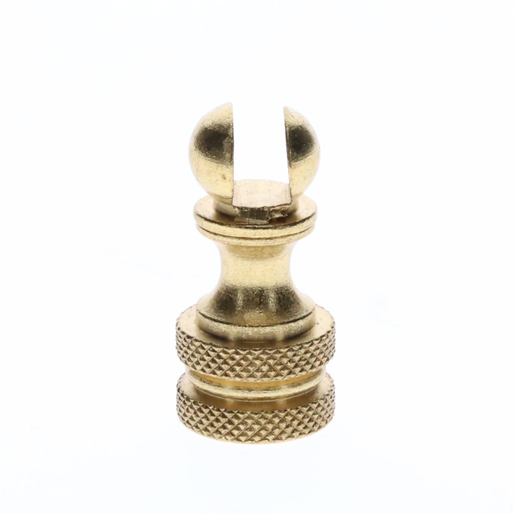 1.2" Tall Brass Finial Base, Cutout Opening, Unfinished, 1/4-27F Tap (15098)
