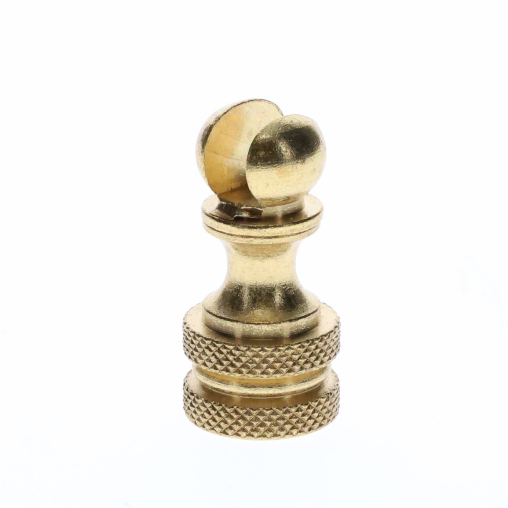1.2" Tall Brass Finial Base, Cutout Opening, Unfinished, 1/4-27F Tap (15098)