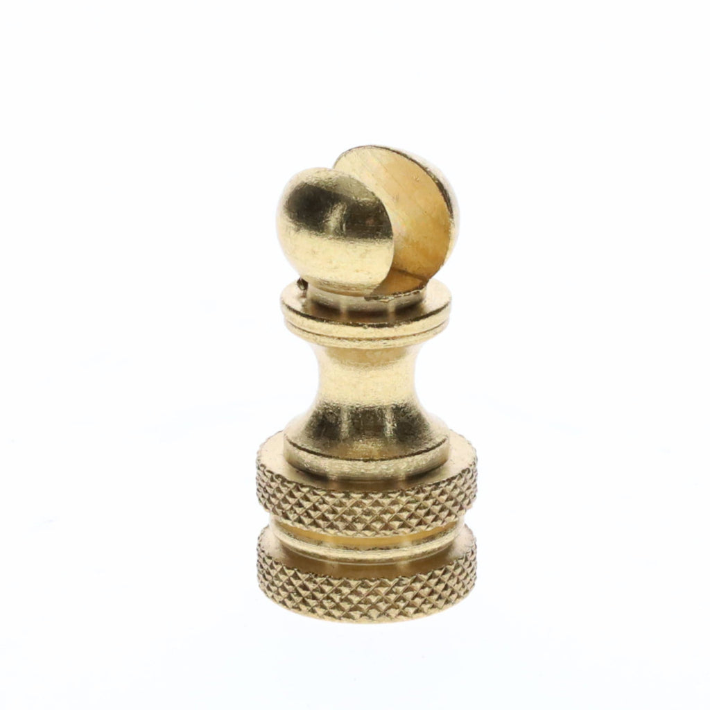 1.2" Tall Brass Finial Base, Cutout Opening, Unfinished, 1/4-27F Tap (15098)