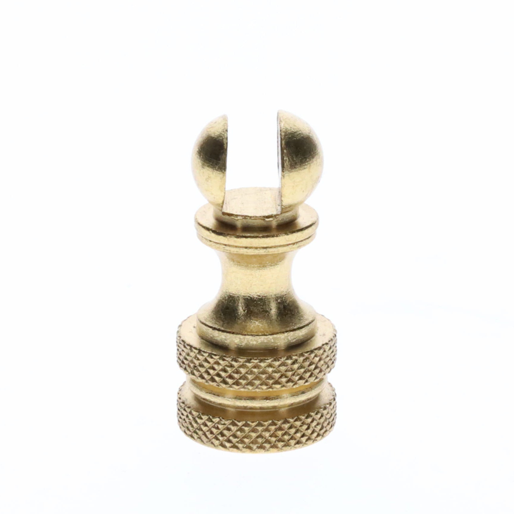 1.2" Tall Brass Finial Base, Cutout Opening, Unfinished, 1/4-27F Tap (15098)