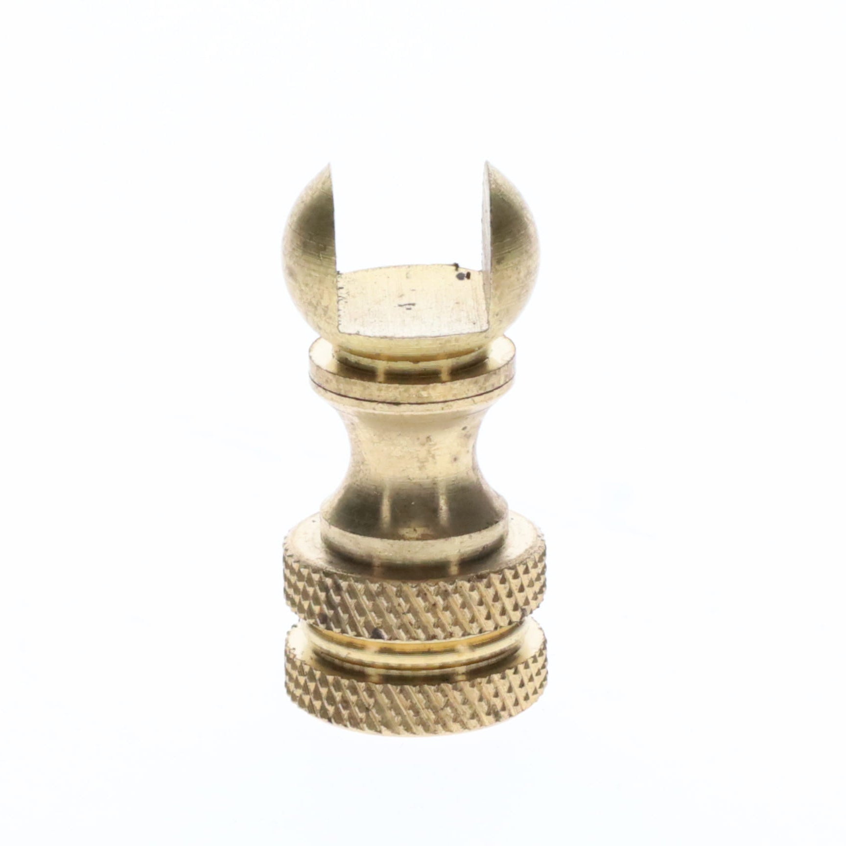 1.2" Tall Brass Finial Base, Cutout Opening, Unfinished, 1/4-27F Tap (15099)