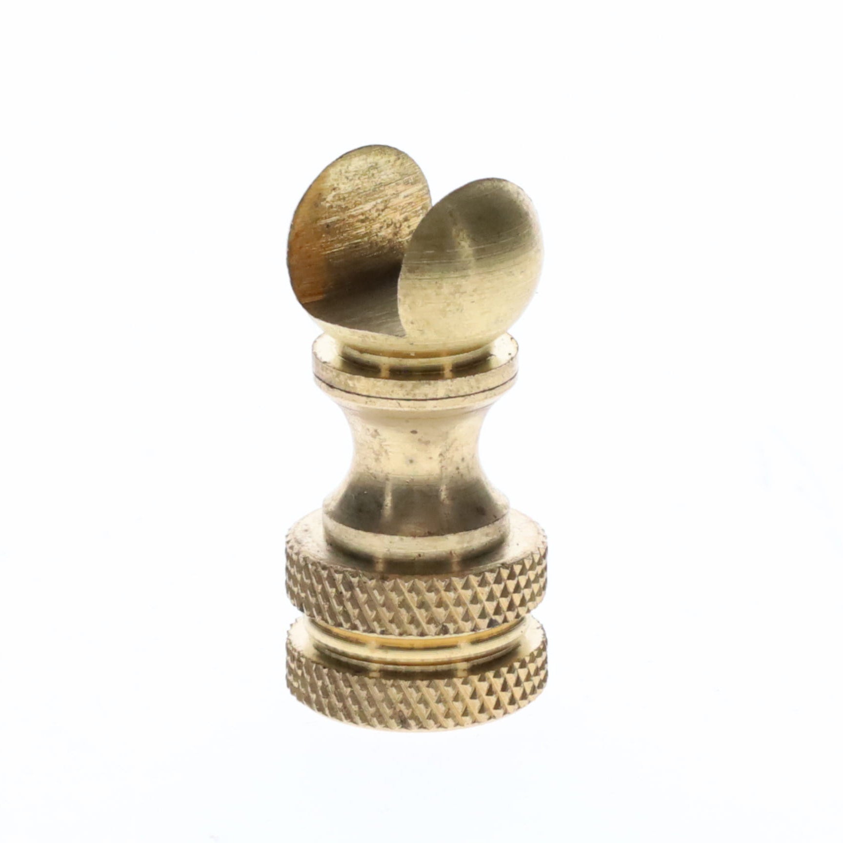 1.2" Tall Brass Finial Base, Cutout Opening, Unfinished, 1/4-27F Tap (15099)