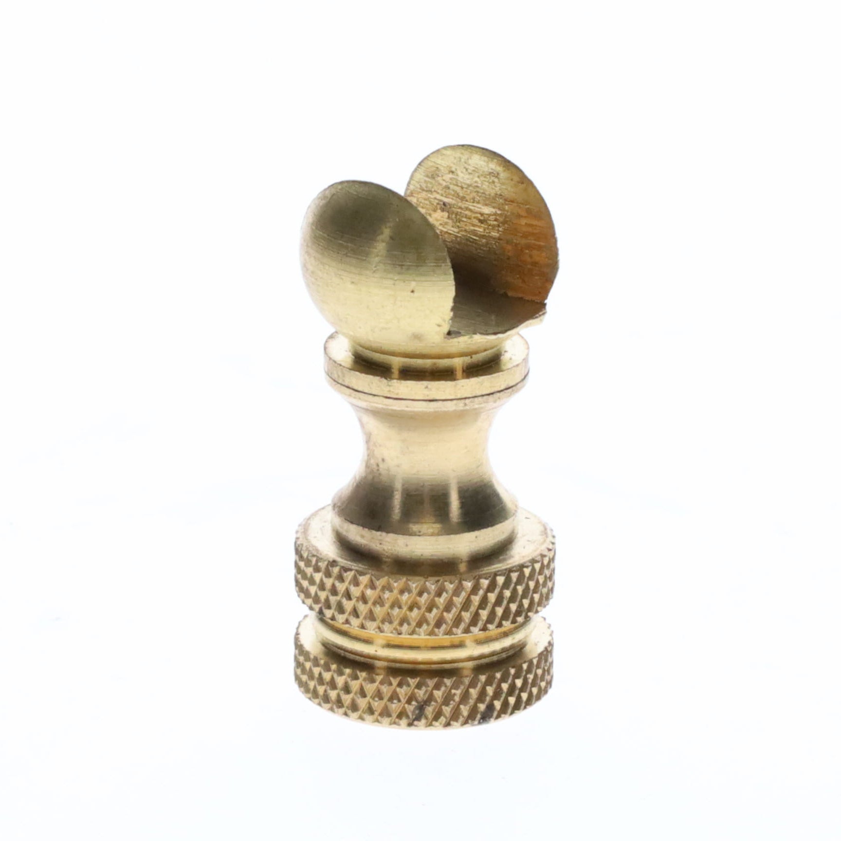 1.2" Tall Brass Finial Base, Cutout Opening, Unfinished, 1/4-27F Tap (15099)