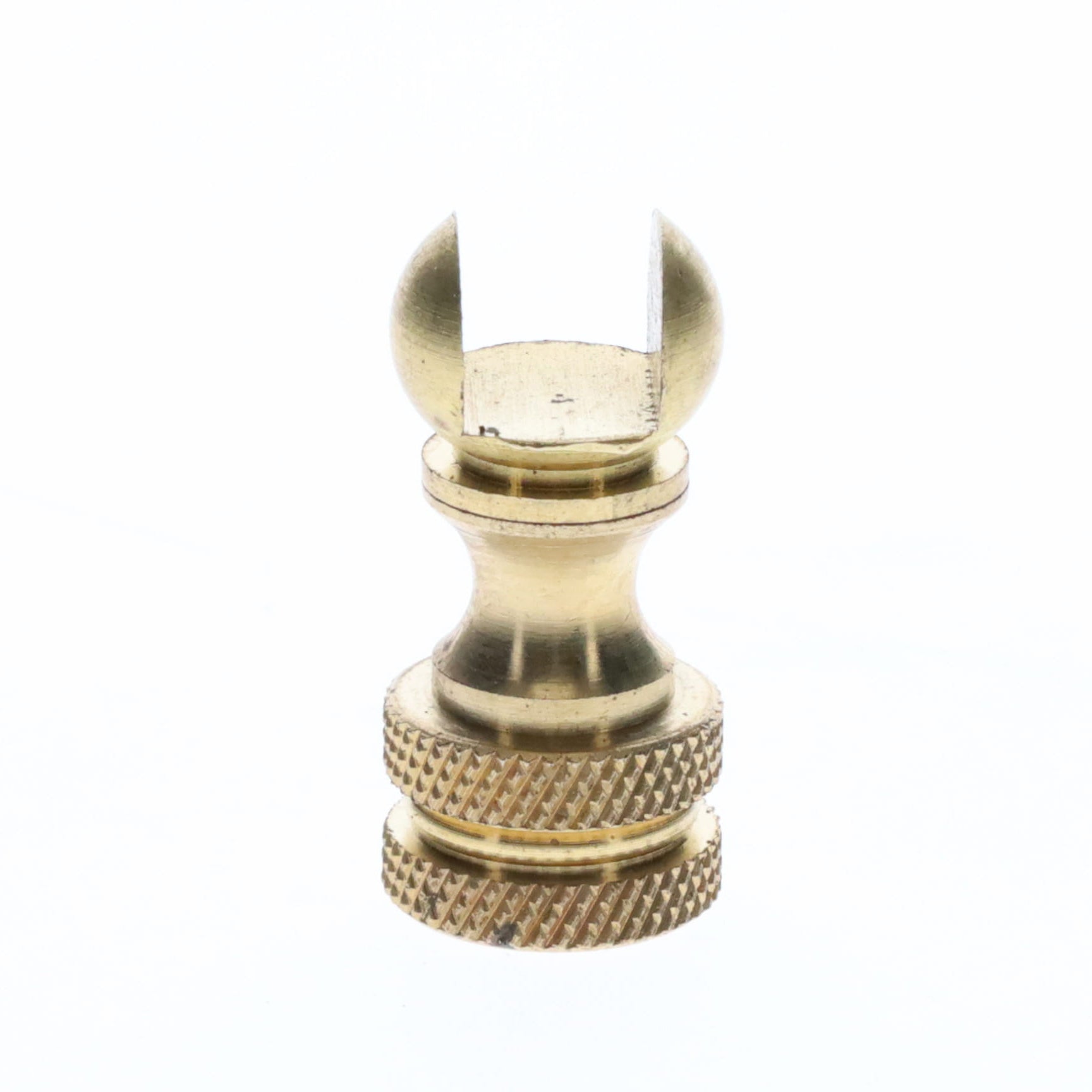 1.2" Tall Brass Finial Base, Cutout Opening, Unfinished, 1/4-27F Tap (15099)