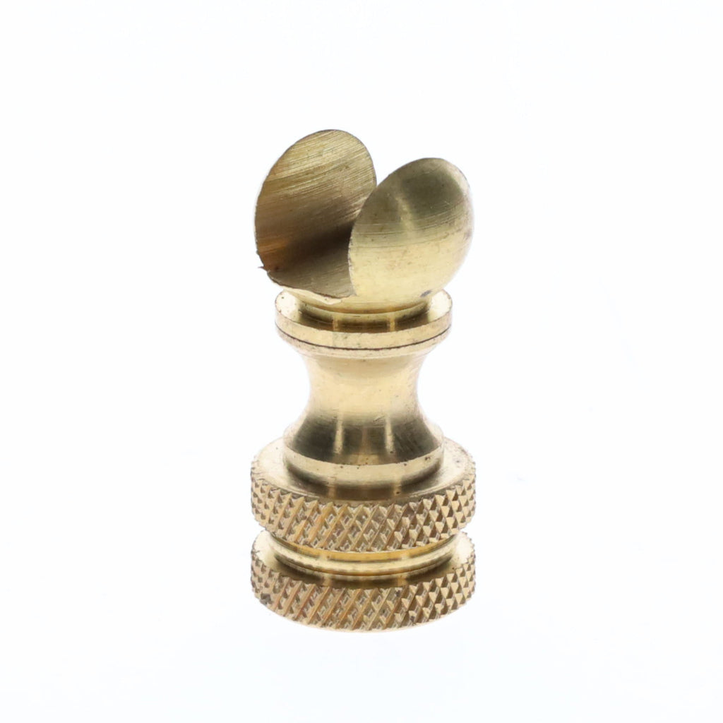 1.2" Tall Brass Finial Base, Cutout Opening, Unfinished, 1/4-27F Tap (15099)