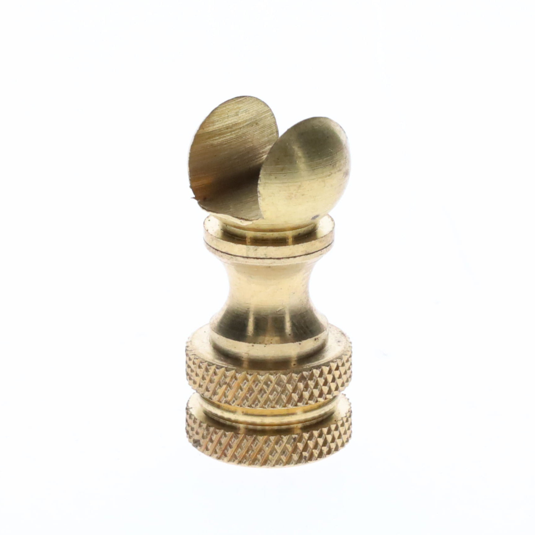 1.2" Tall Brass Finial Base, Cutout Opening, Unfinished, 1/4-27F Tap (15099)