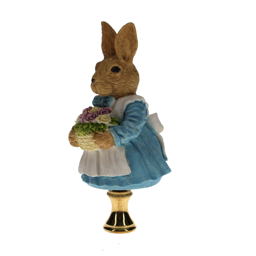 4" Tall Brass Finial Easter Rabbit, Bunny Basket of Eggs, 1/4-27F Tap (15100F)
