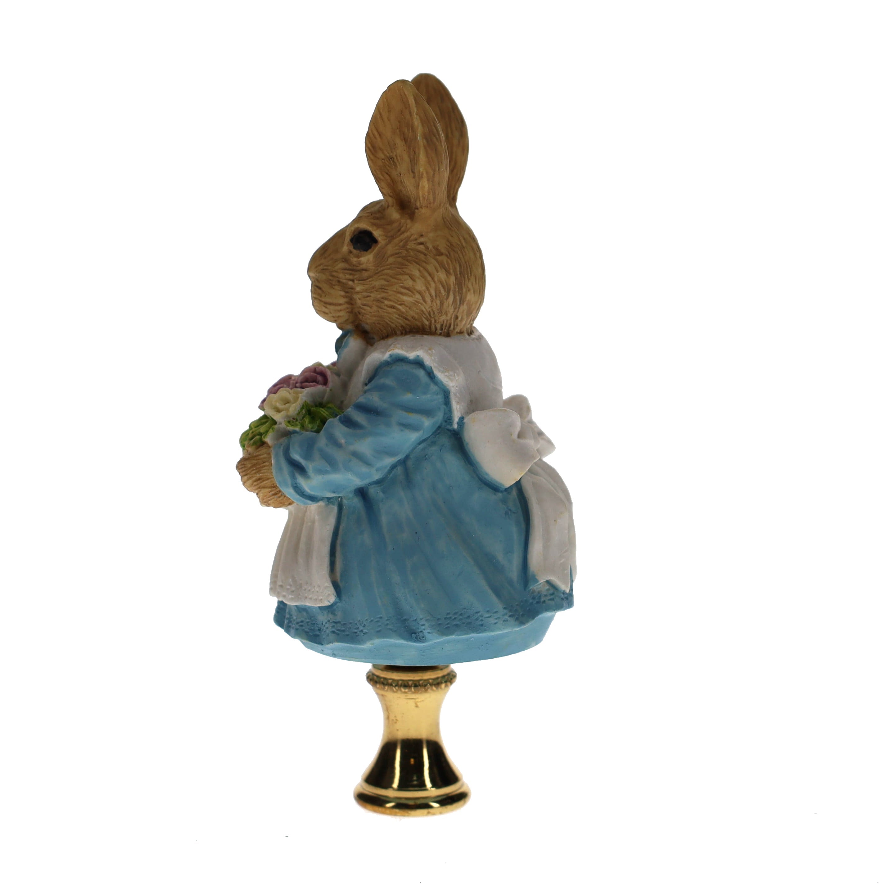 4" Tall Brass Finial Easter Rabbit, Bunny Basket of Eggs, 1/4-27F Tap (15100F)