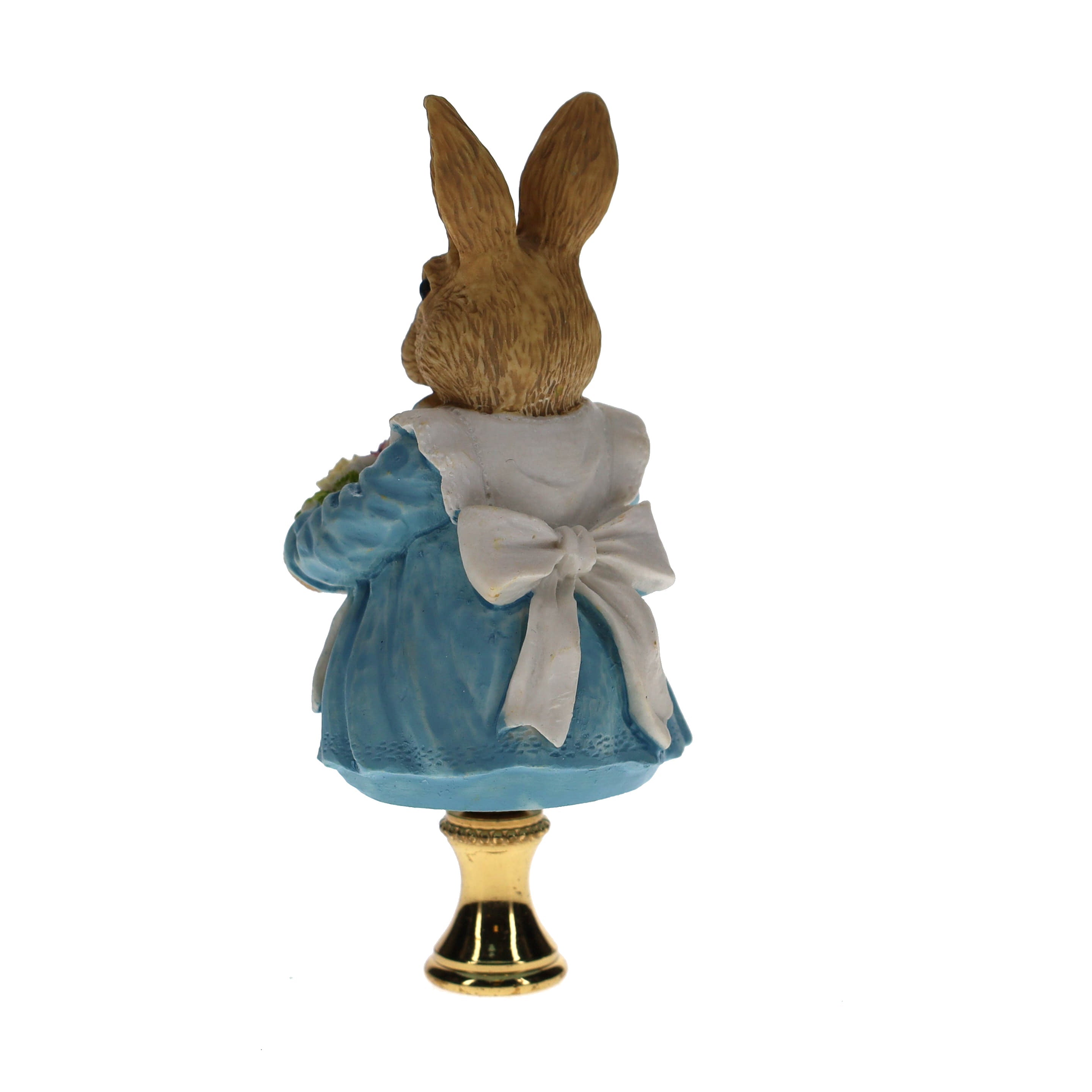 4" Tall Brass Finial Easter Rabbit, Bunny Basket of Eggs, 1/4-27F Tap (15100F)