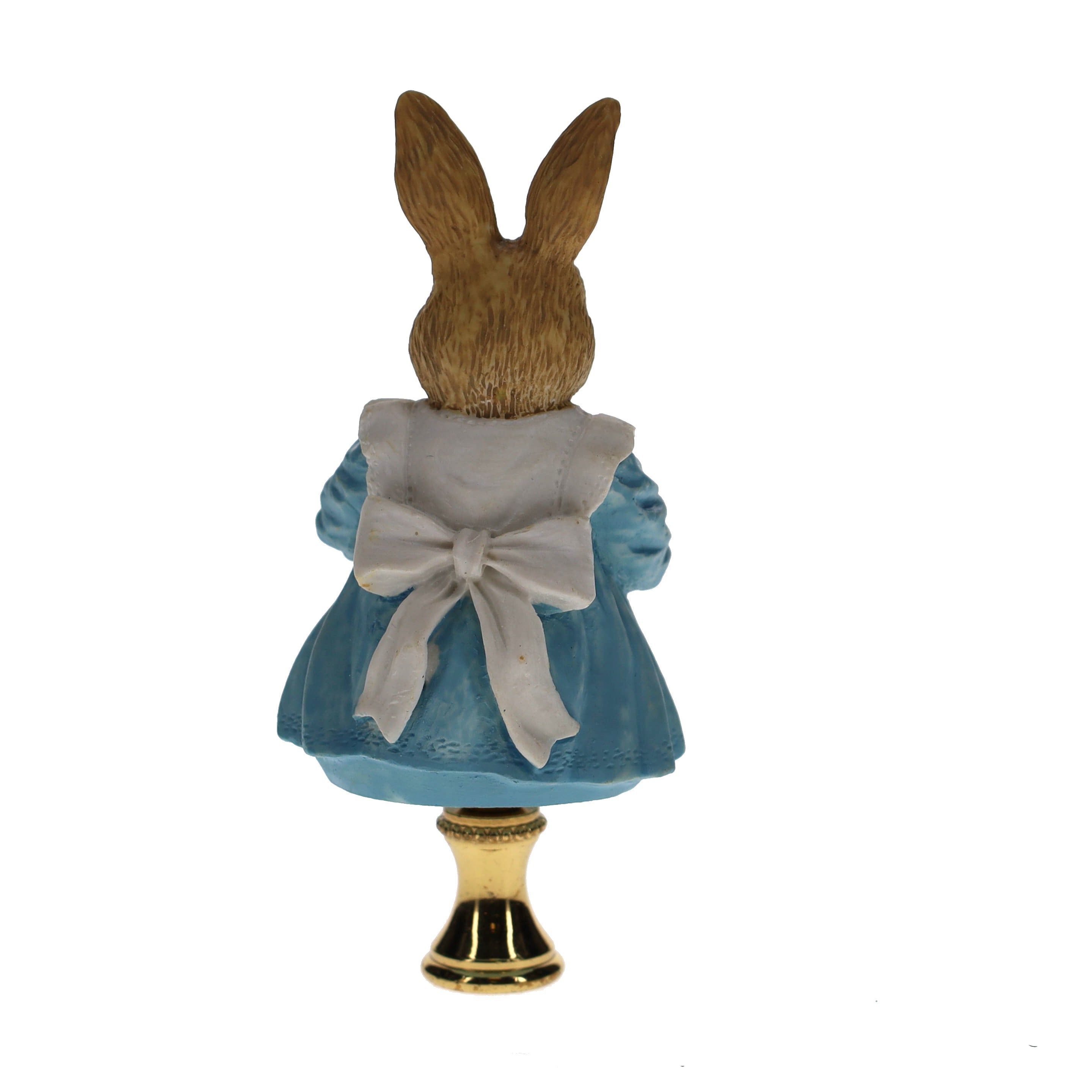 4" Tall Brass Finial Easter Rabbit, Bunny Basket of Eggs, 1/4-27F Tap (15100F)