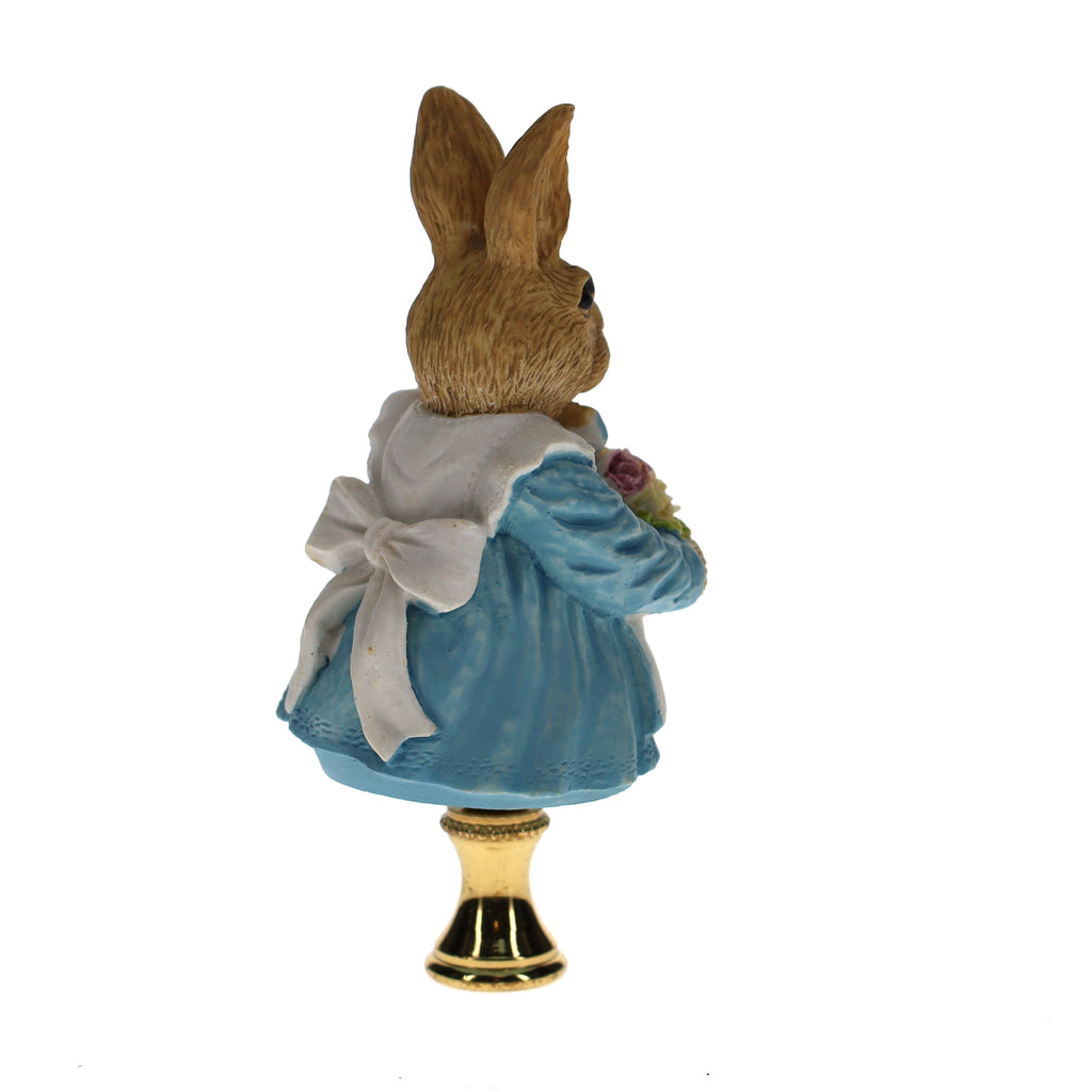 4" Tall Brass Finial Easter Rabbit, Bunny Basket of Eggs, 1/4-27F Tap (15100F)
