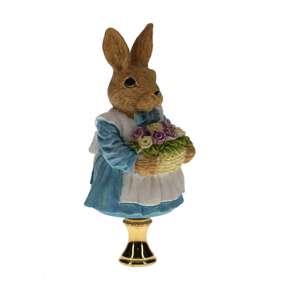 4" Tall Brass Finial Easter Rabbit, Bunny Basket of Eggs, 1/4-27F Tap (15100F)